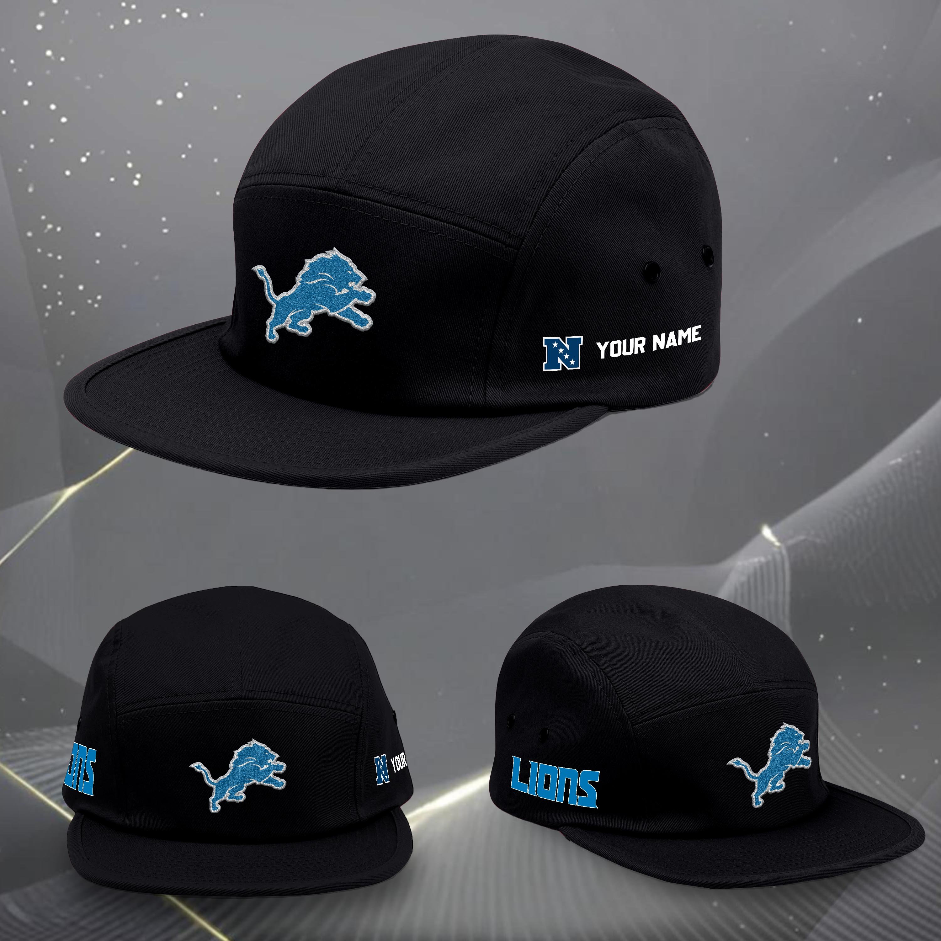 Detroit Lions Five Panel Five Panel Cap Custom Your Name, Sport Five Panel Five Panel Cap, Gifts For Fan EHIVM-06092490N