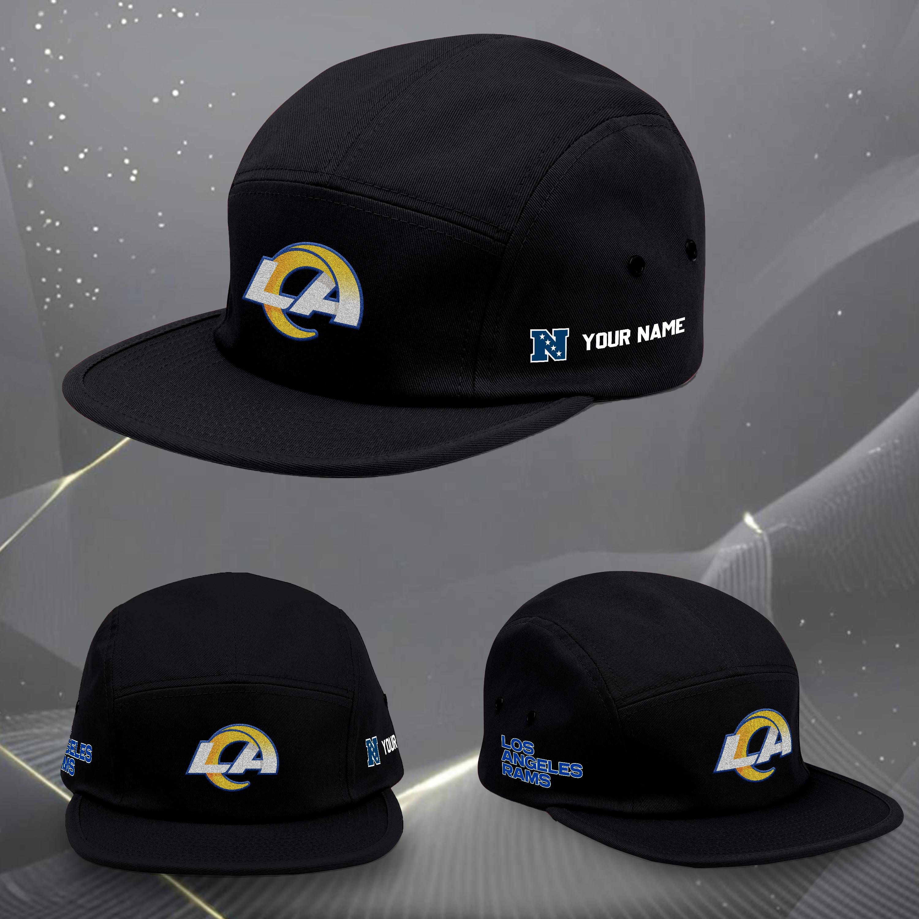 Los Angeles Rams Five Panel Five Panel Cap Custom Your Name, Sport Five Panel Five Panel Cap, Gifts For Fan EHIVM-06092490N