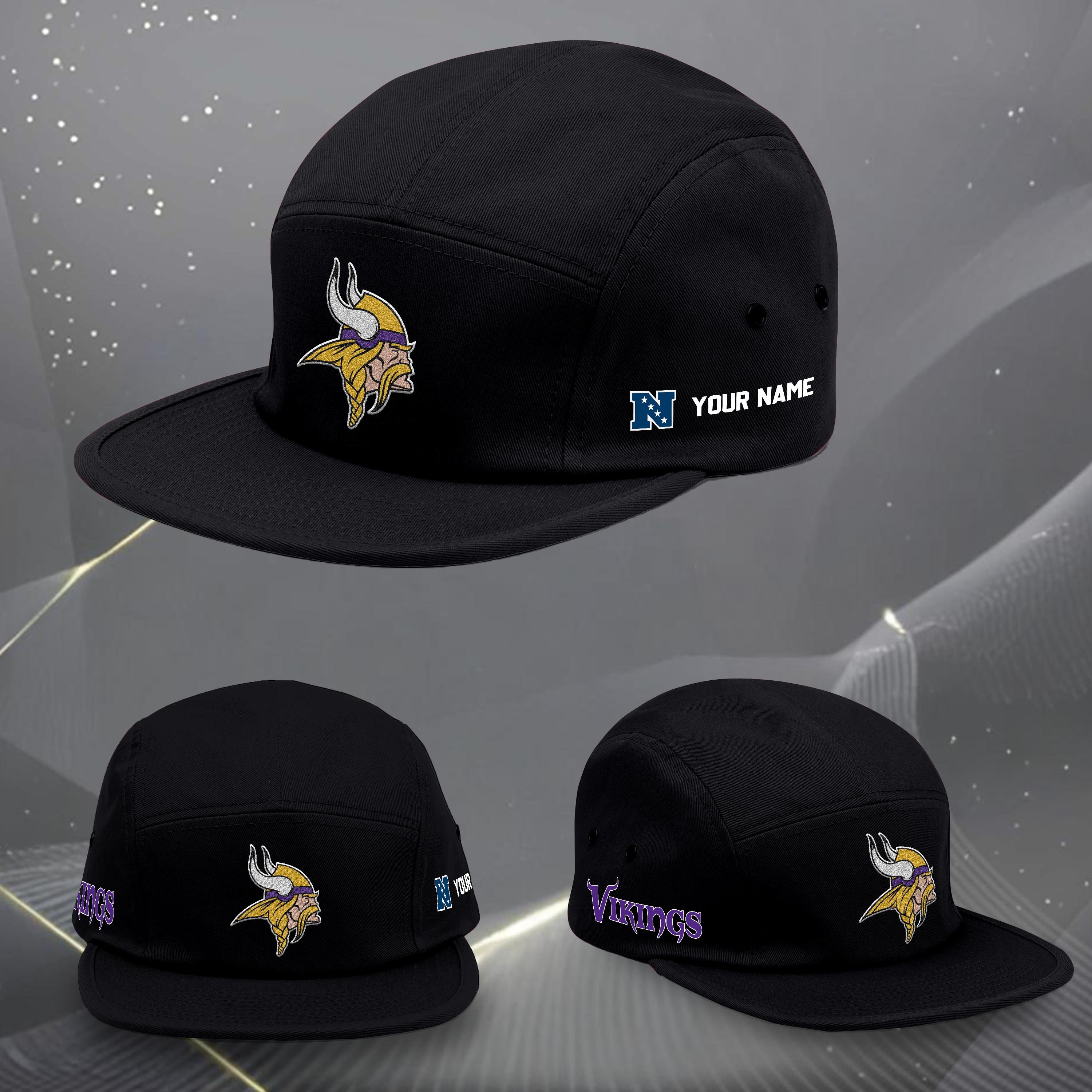 Minnesota Vikings Five Panel Five Panel Cap Custom Your Name, Sport Five Panel Five Panel Cap, Gifts For Fan EHIVM-06092490N