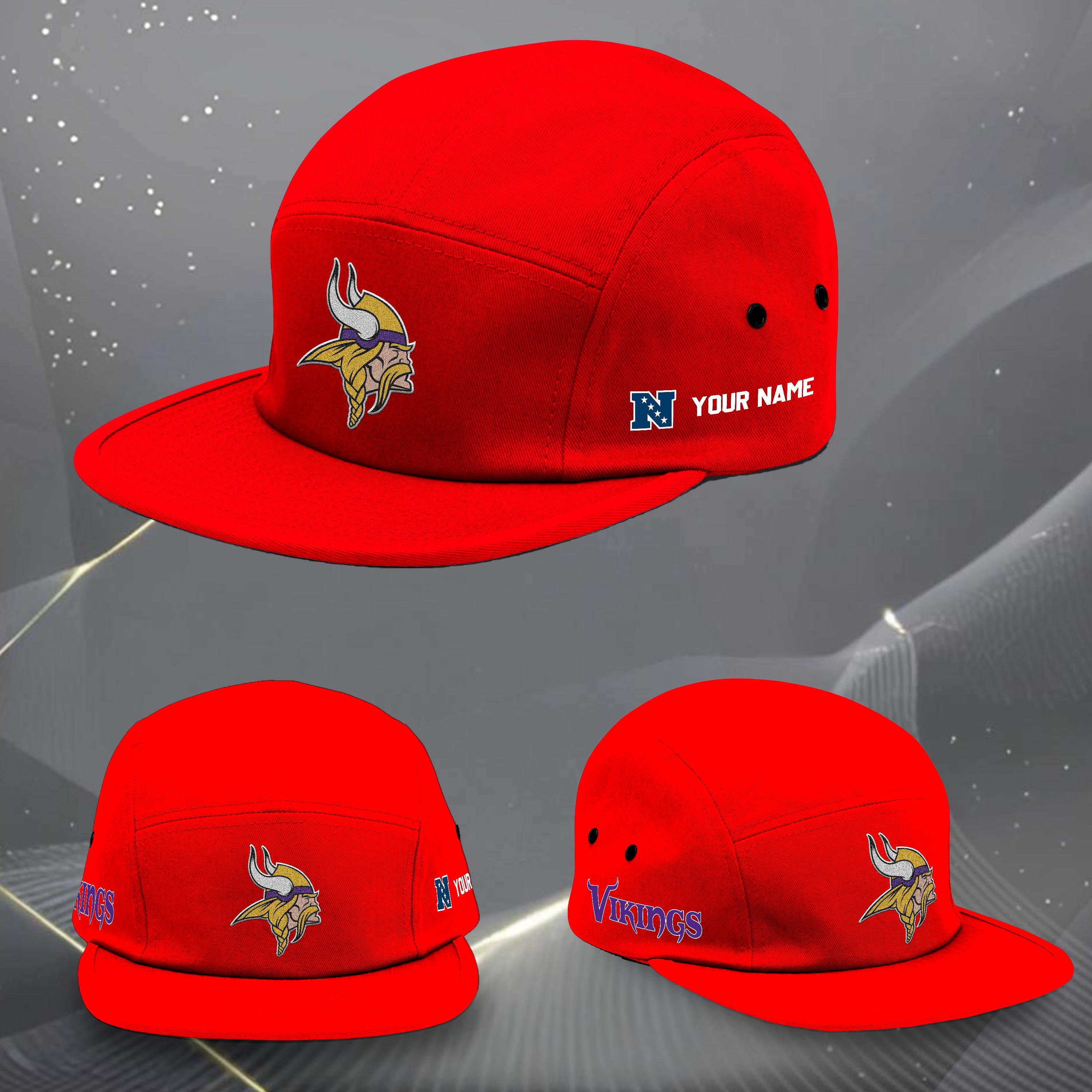 Alternative view of Minnesota Vikings Five Panel Five Panel Cap Custom Your Name, Sport Five Panel Five Panel Cap, Gifts For Fan EHIVM-06092490N
