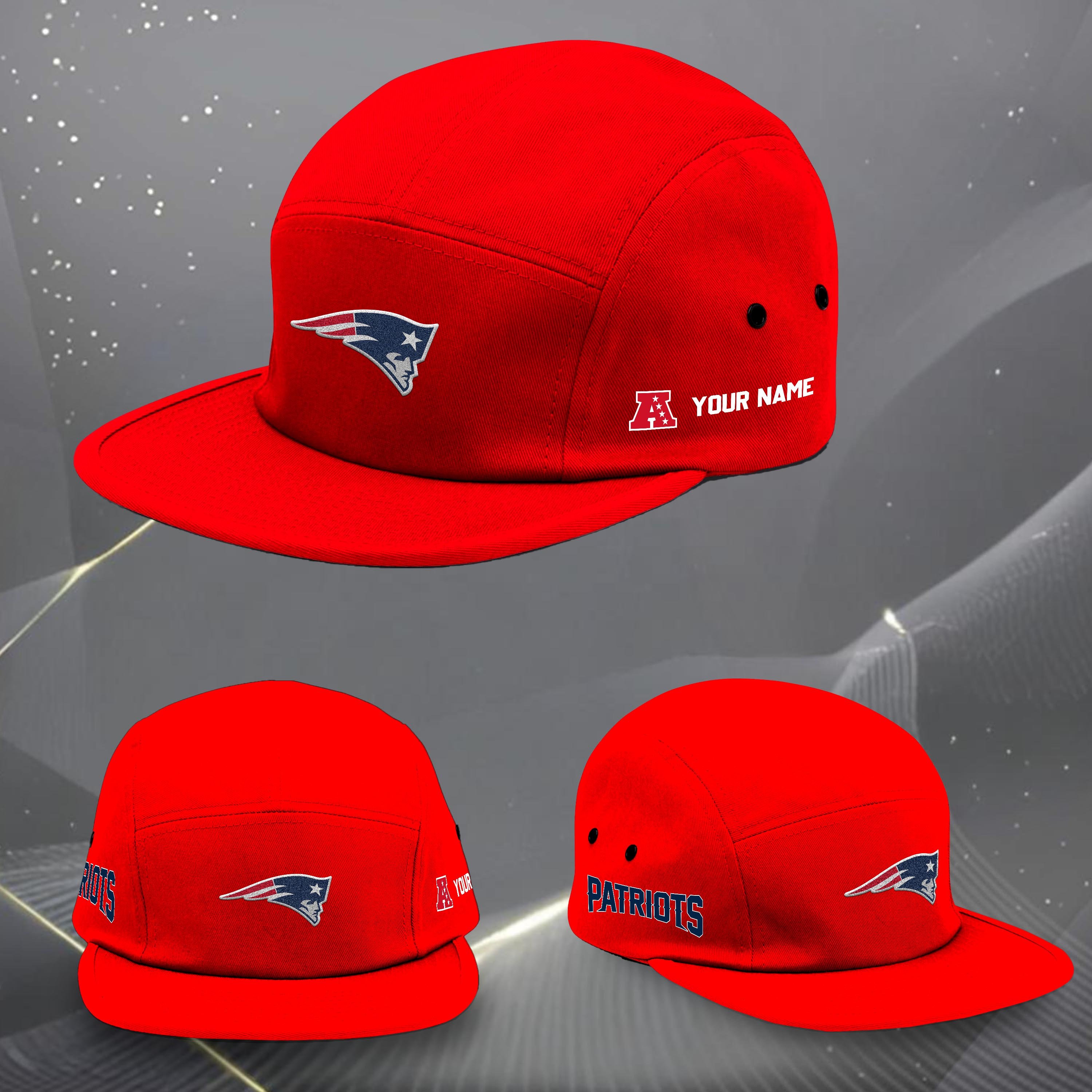 Alternative view of New England Patriots Five Panel Five Panel Cap Custom Your Name, Sport Five Panel Five Panel Cap, Gifts For Fan EHIVM-06092490N
