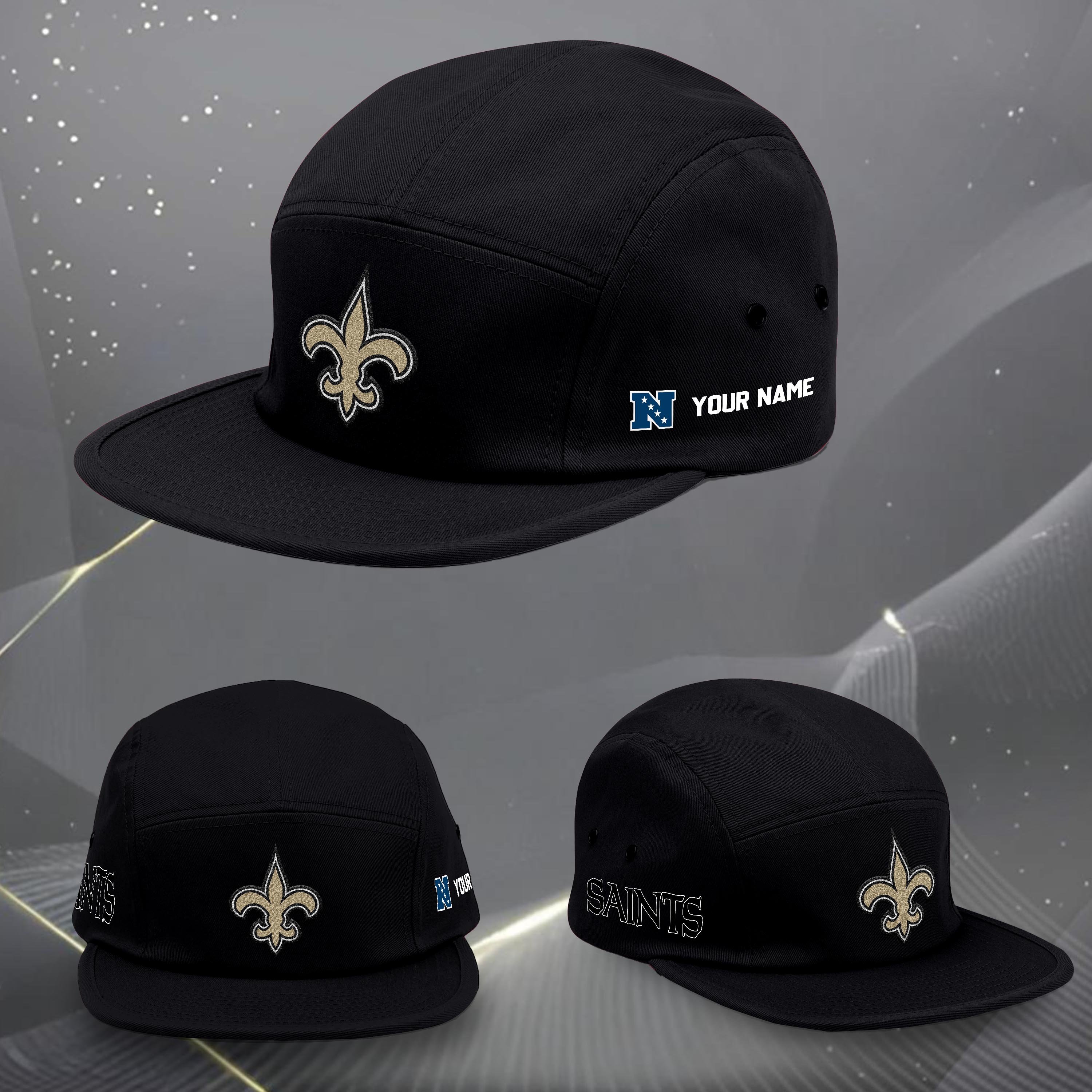 New Orleans Saints Five Panel Five Panel Cap Custom Your Name, Sport Five Panel Five Panel Cap, Gifts For Fan EHIVM-06092490N
