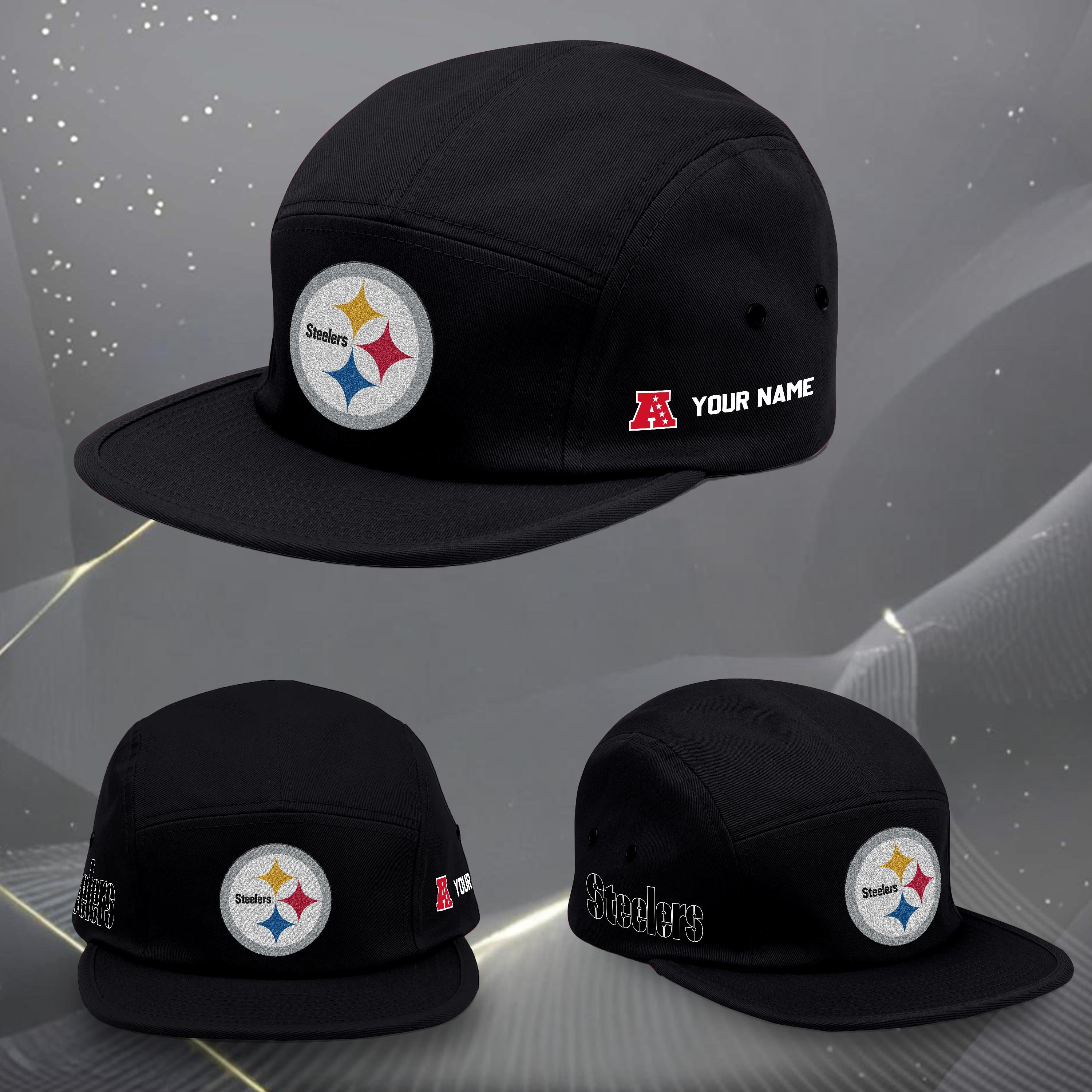 Pittsburgh Steelers Five Panel Five Panel Cap Custom Your Name, Sport Five Panel Five Panel Cap, Gifts For Fan EHIVM-06092490N