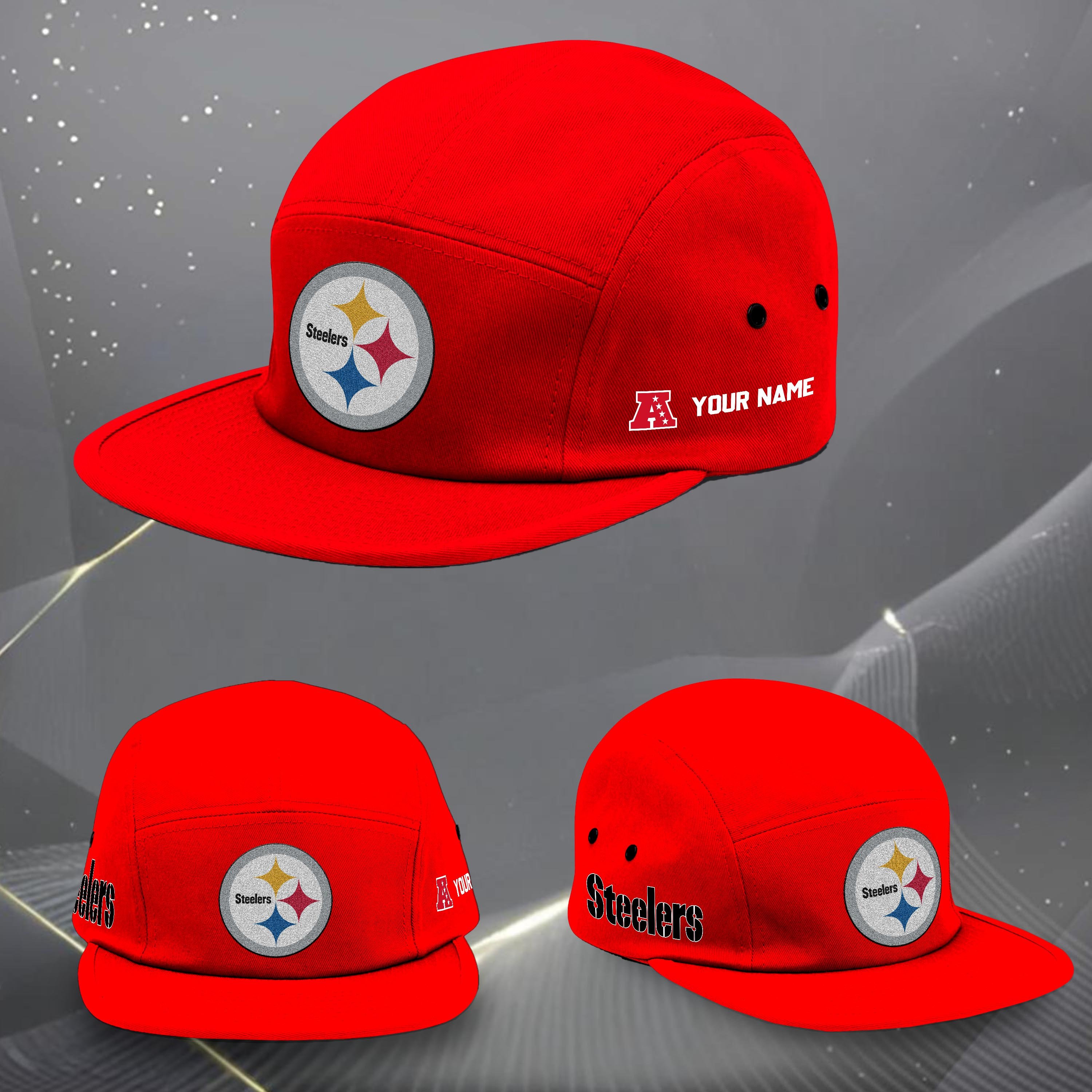 Alternative view of Pittsburgh Steelers Five Panel Five Panel Cap Custom Your Name, Sport Five Panel Five Panel Cap, Gifts For Fan EHIVM-06092490N