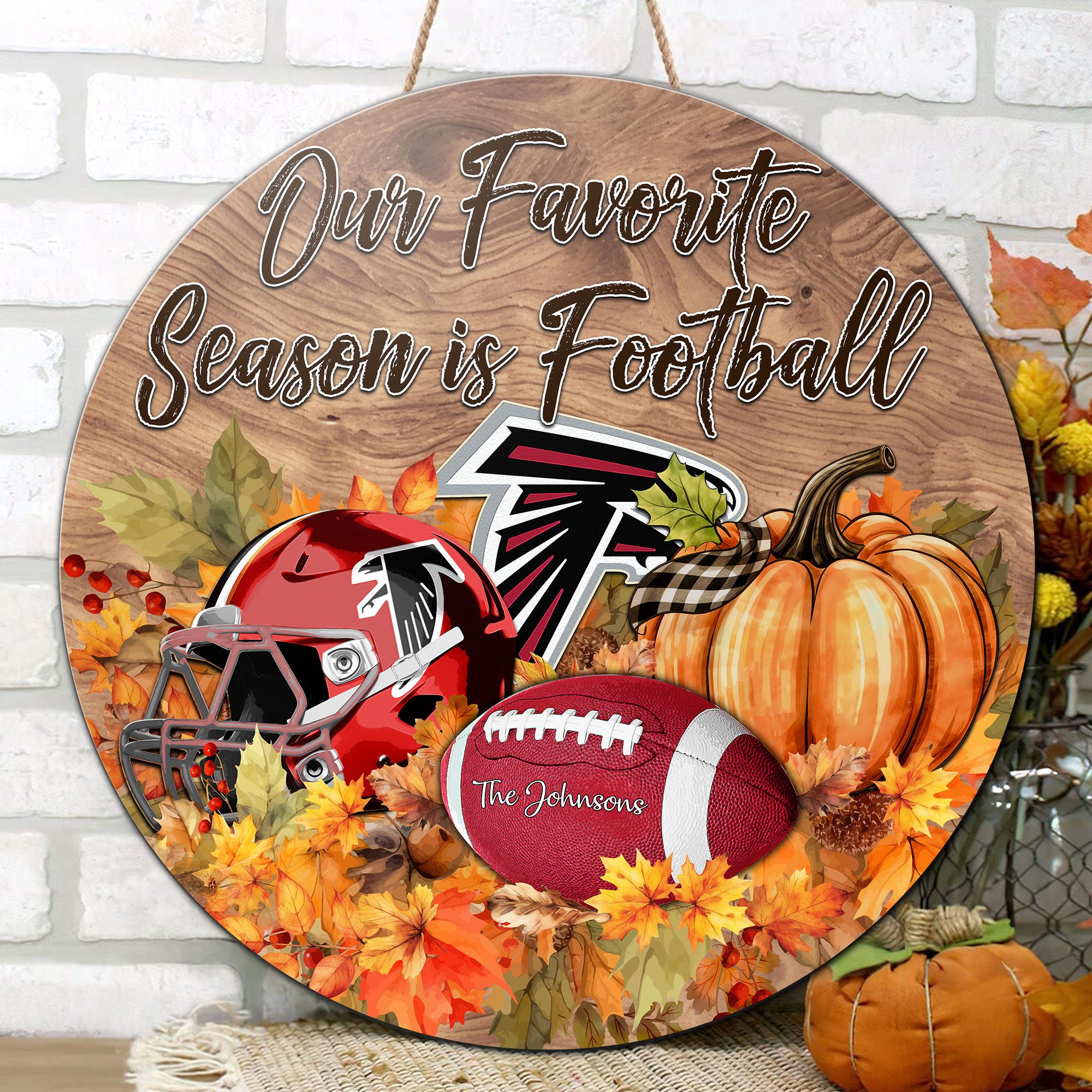 Alternative view of Atlanta Falcons Shape Wooden Sign Custom Your Family Name And Choose Your Quotes, Sport Sign EHIVM-05172272N