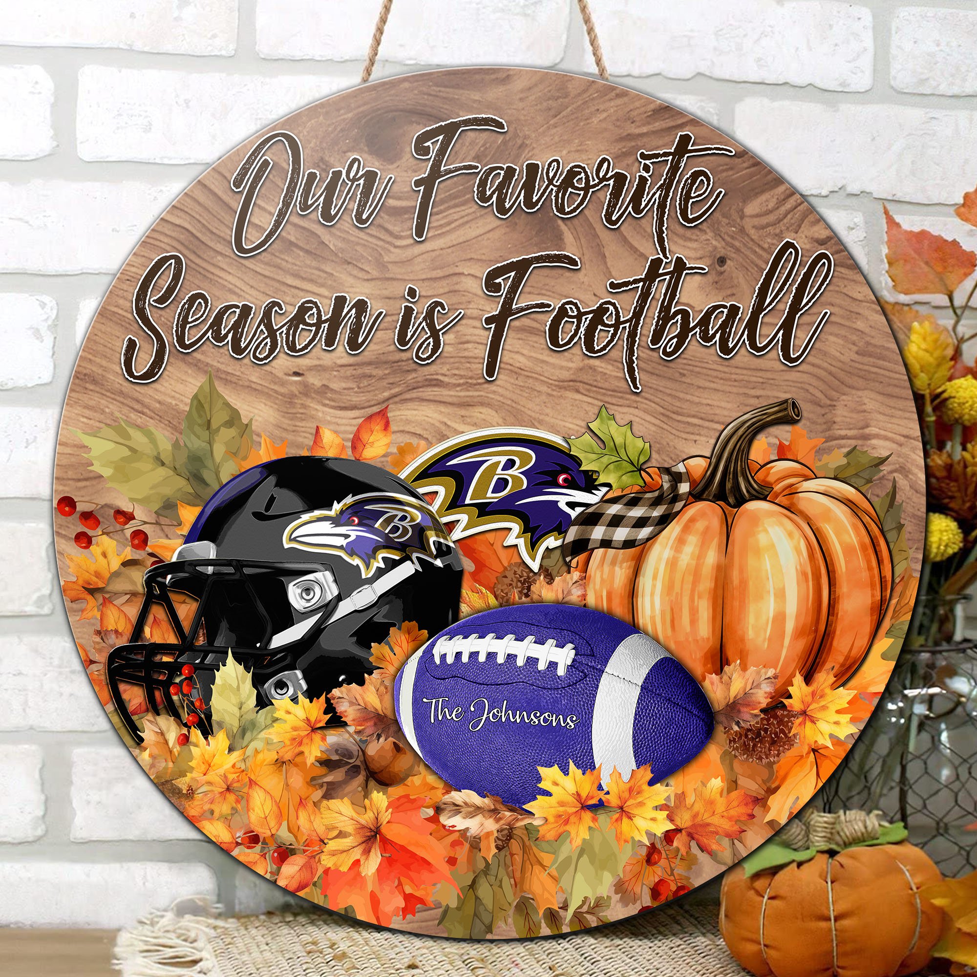 Alternative view of Baltimore Ravens Shape Wooden Sign Custom Your Family Name And Choose Your Quotes, Sport Sign EHIVM-05172272N