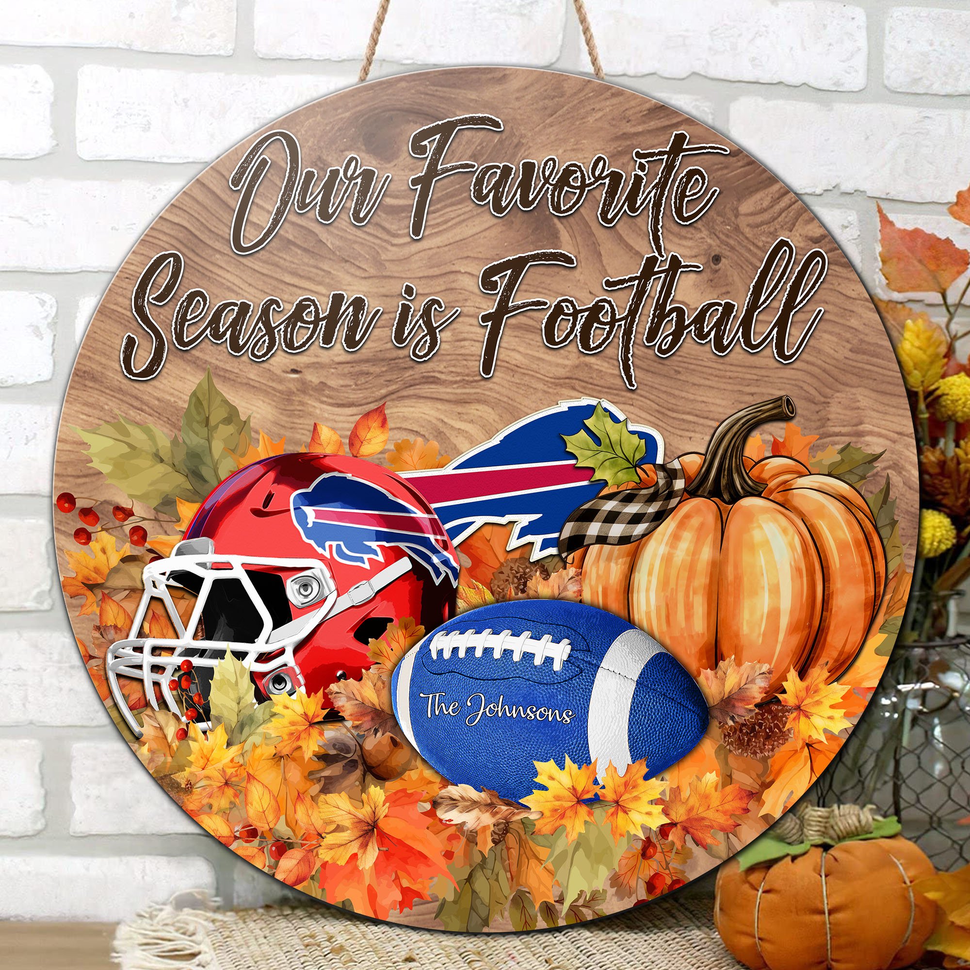 Alternative view of Buffalo Bills Shape Wooden Sign Custom Your Family Name And Choose Your Quotes, Sport Sign EHIVM-05172272N