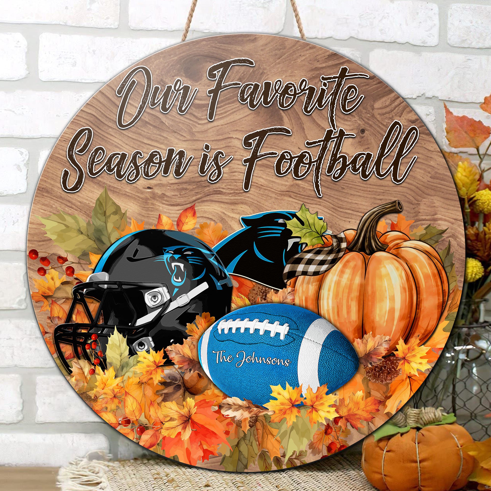 Alternative view of Carolina Panthers Shape Wooden Sign Custom Your Family Name And Choose Your Quotes, Sport Sign EHIVM-05172272N