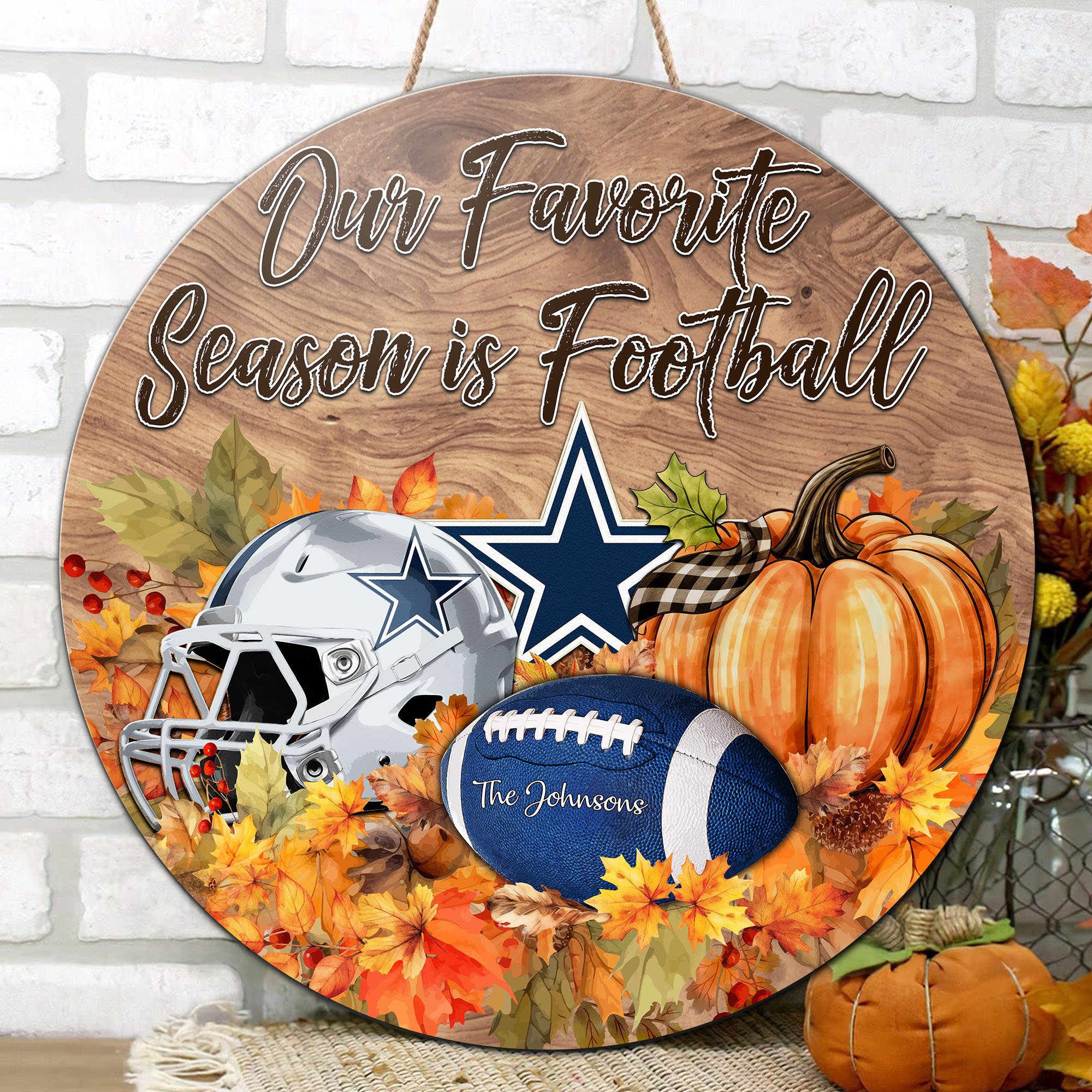 Alternative view of Dallas Cowboys Shape Wooden Sign Custom Your Family Name And Choose Your Quotes, Sport Sign EHIVM-05172272N