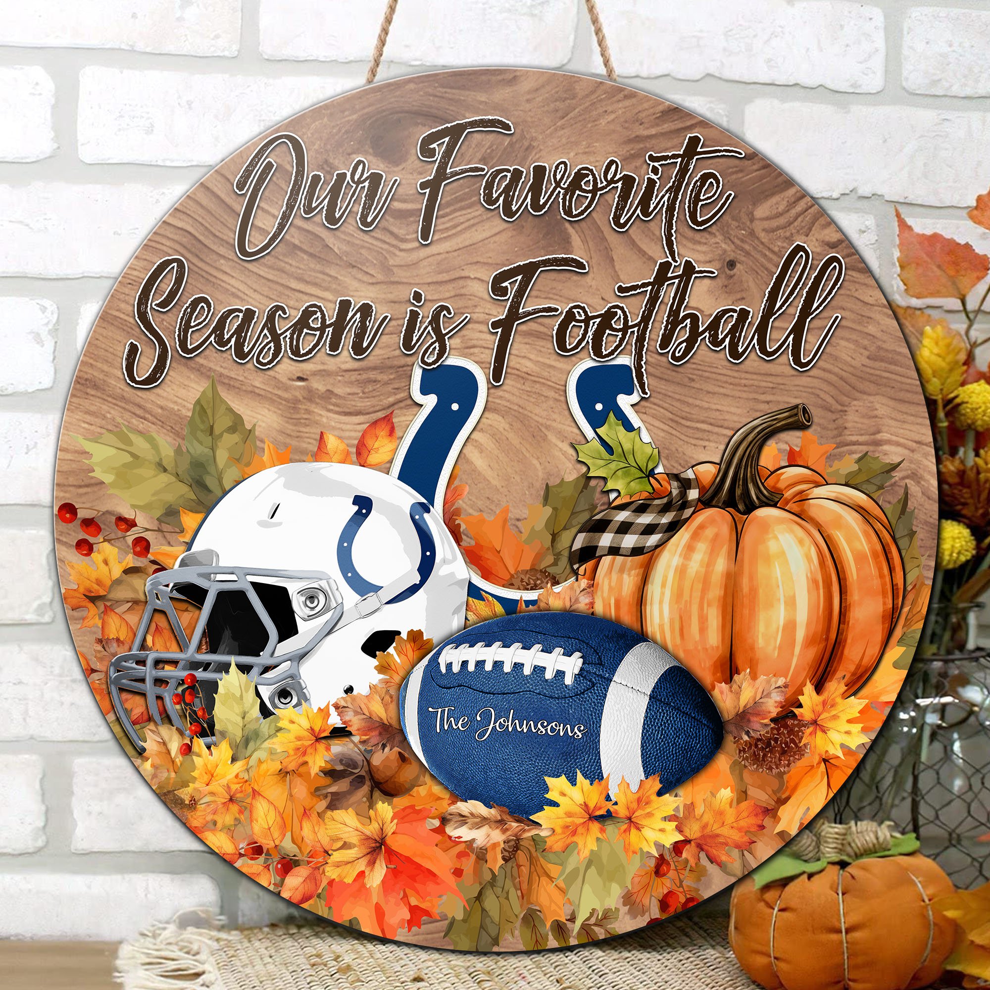 Alternative view of Indianapolis Colts Shape Wooden Sign Custom Your Family Name And Choose Your Quotes, Sport Sign EHIVM-05172272N