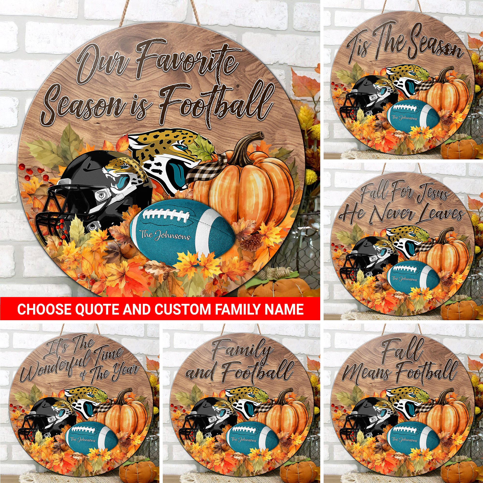 Jacksonville Jaguars Shape Wooden Sign Custom Your Family Name And Choose Your Quotes, Sport Sign EHIVM-05172272N