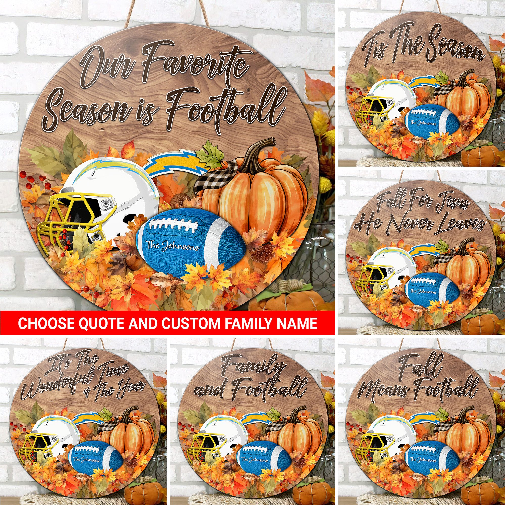 Los Angeles Chargers Shape Wooden Sign Custom Your Family Name And Choose Your Quotes, Sport Sign EHIVM-05172272N