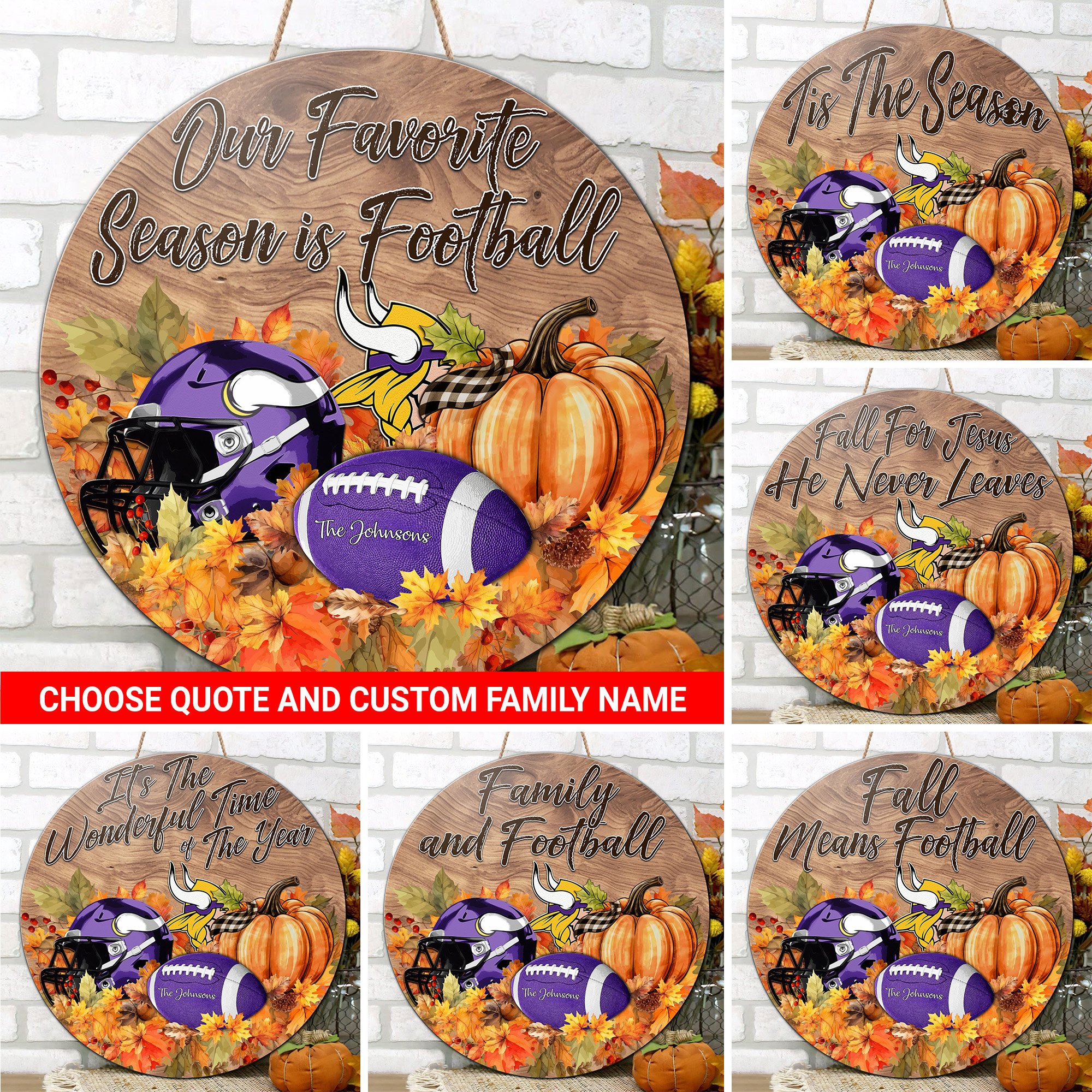 Minnesota Vikings Shape Wooden Sign Custom Your Family Name And Choose Your Quotes, Sport Sign EHIVM-05172272N