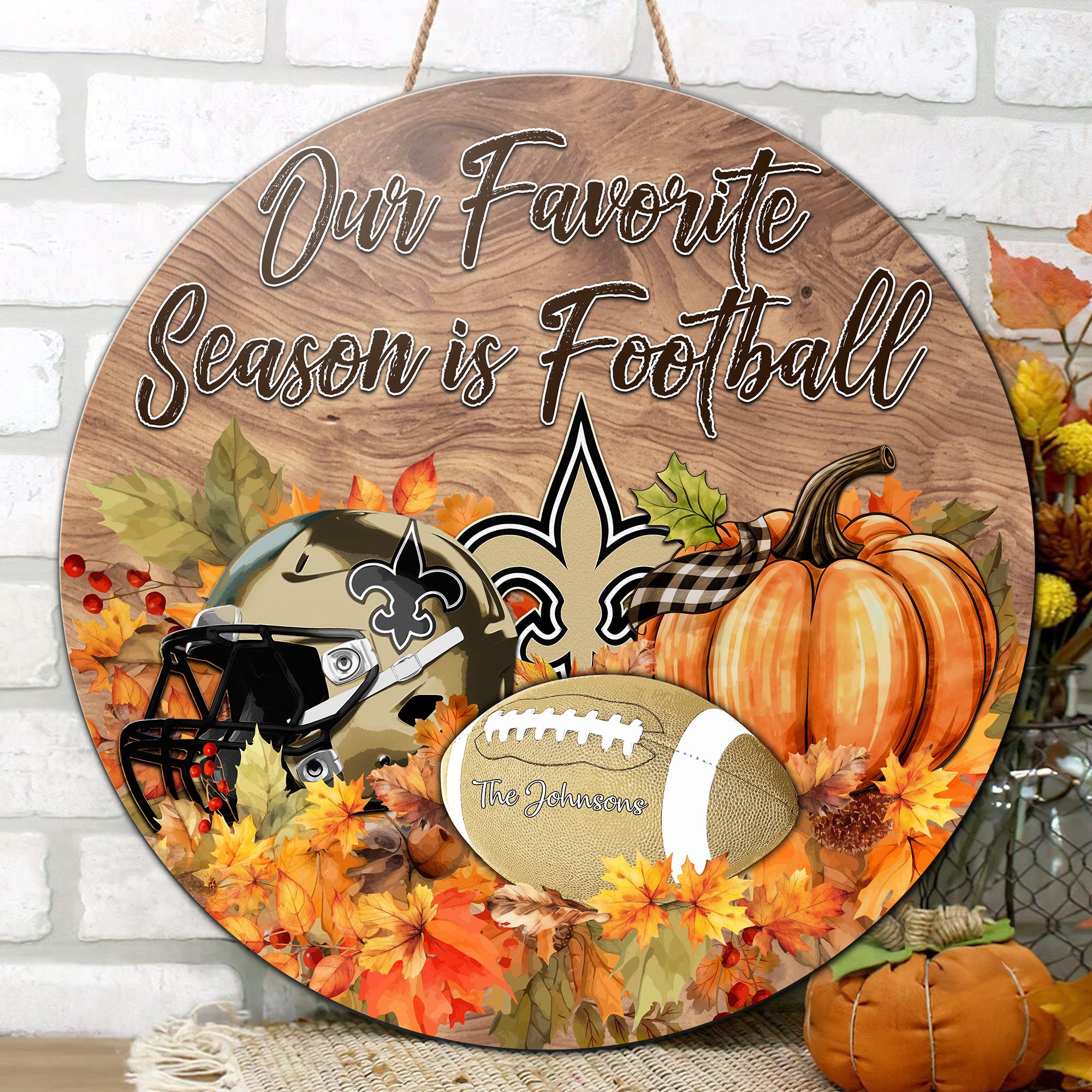 Alternative view of New Orleans Saints Shape Wooden Sign Custom Your Family Name And Choose Your Quotes, Sport Sign EHIVM-05172272N