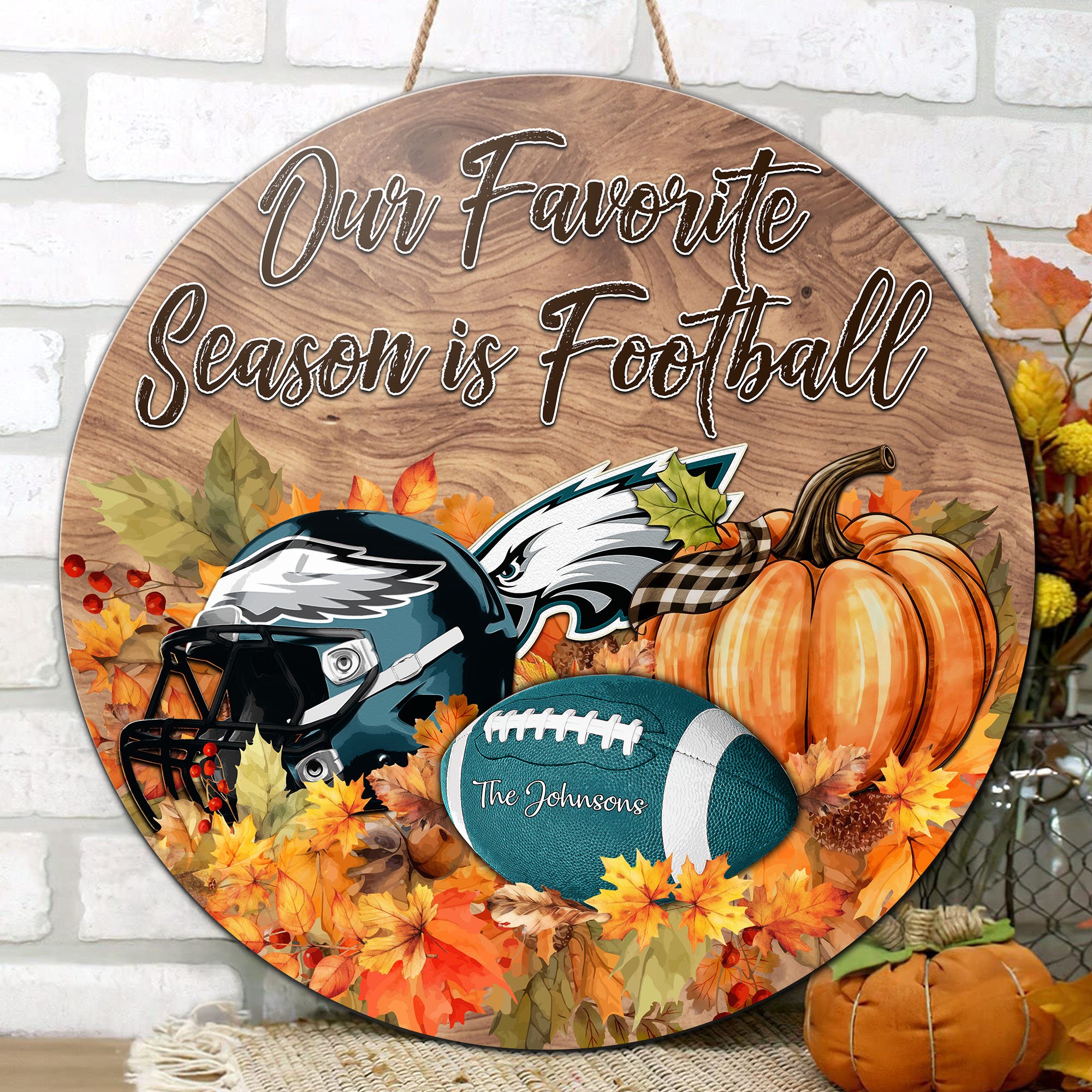 Alternative view of Philadelphia Eagles Shape Wooden Sign Custom Your Family Name And Choose Your Quotes, Sport Sign EHIVM-05172272N
