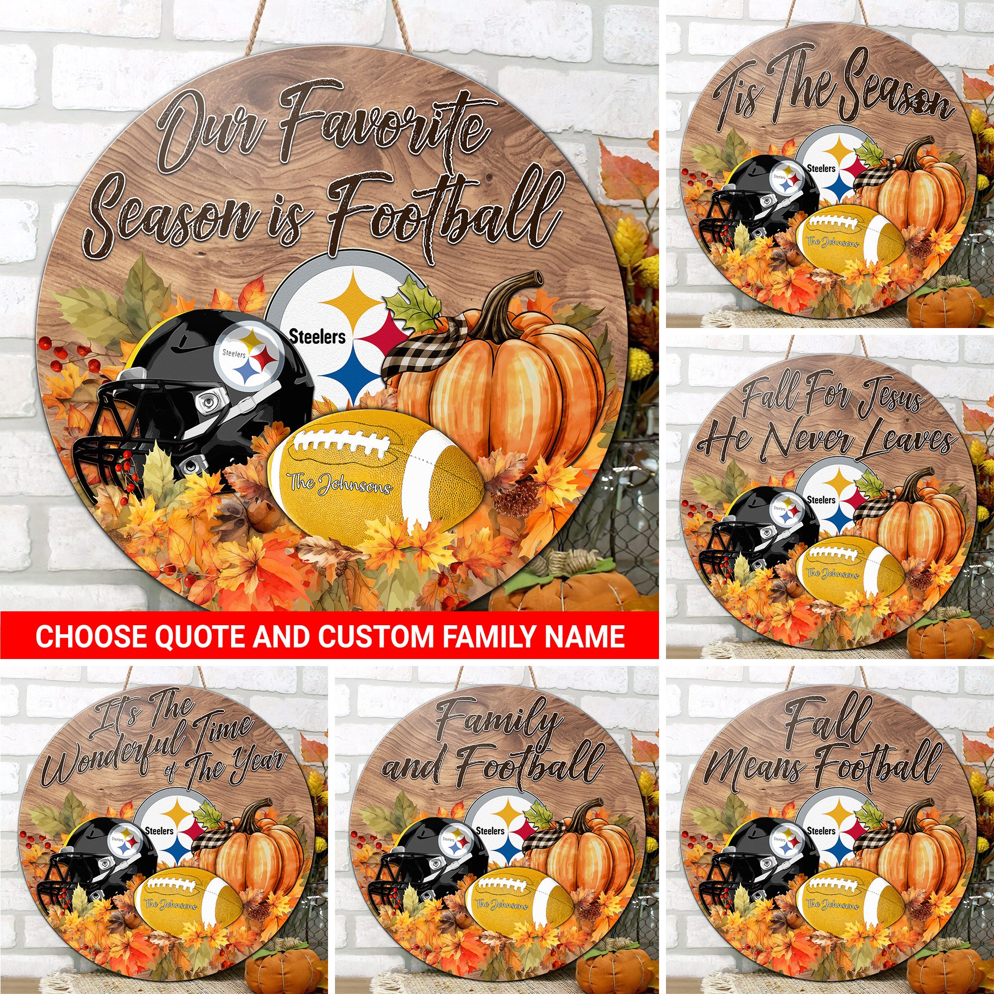 Pittsburgh Steelers Shape Wooden Sign Custom Your Family Name And Choose Your Quotes, Sport Sign EHIVM-05172272N