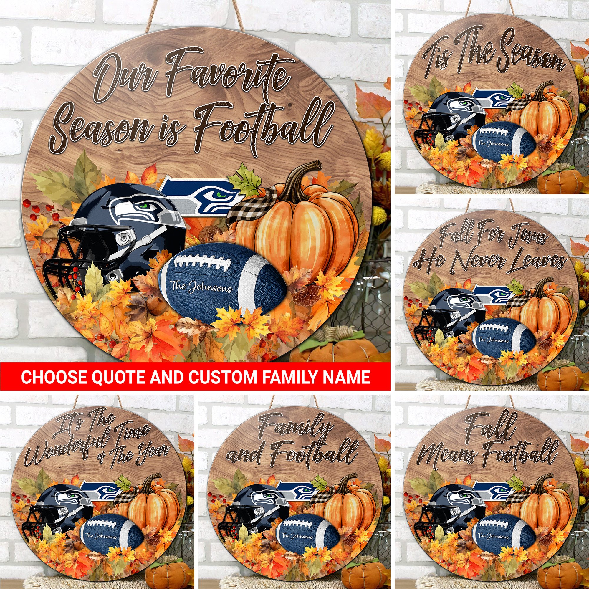 Seattle Seahawks Shape Wooden Sign Custom Your Family Name And Choose Your Quotes, Sport Sign EHIVM-05172272N