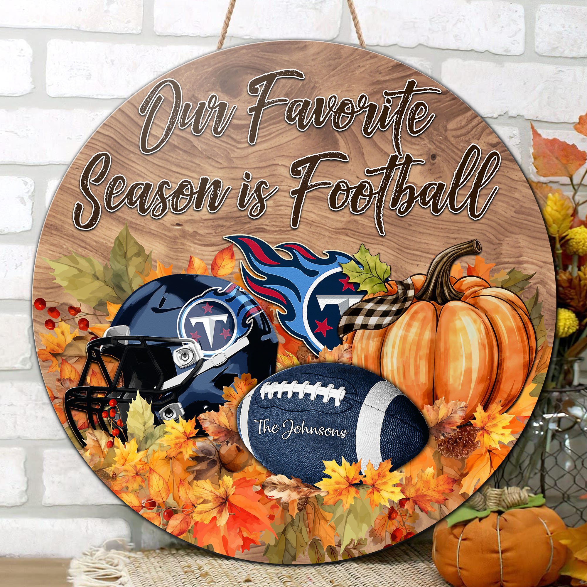Alternative view of Tennessee Titans Shape Wooden Sign Custom Your Family Name And Choose Your Quotes, Sport Sign EHIVM-05172272N