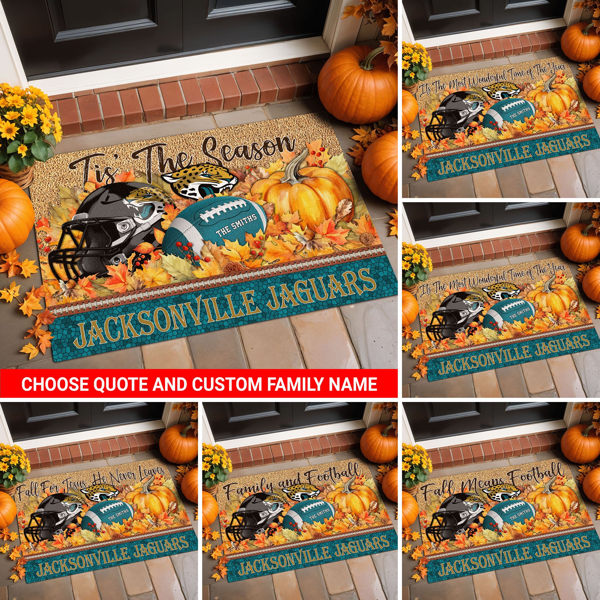 Jacksonville Jaguars Doormat Custom Your Family Name And Choose Your Quotes, Sport Doormat, Sport Gifts For Fan EHIVM-60421N