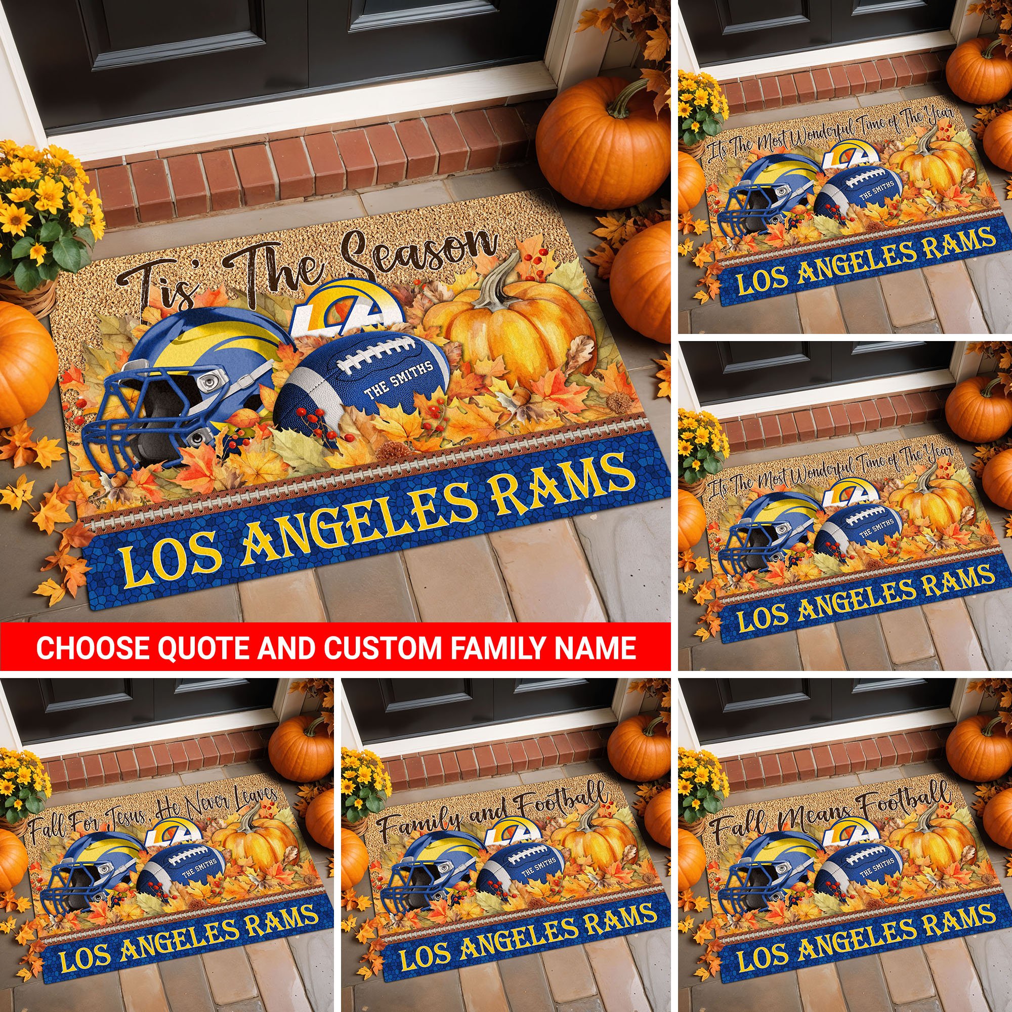 Los Angeles Rams Doormat Custom Your Family Name And Choose Your Quotes, Sport Doormat, Sport Gifts For Fan EHIVM-60421N