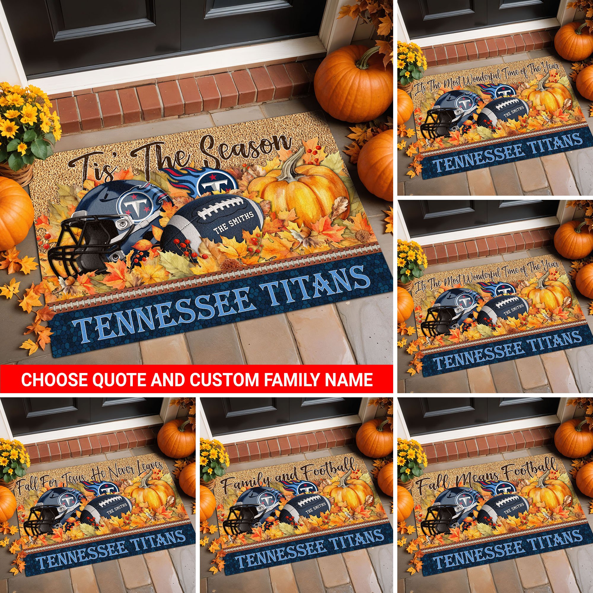 Tennessee Titans Doormat Custom Your Family Name And Choose Your Quotes, Sport Doormat, Sport Gifts For Fan EHIVM-60421N
