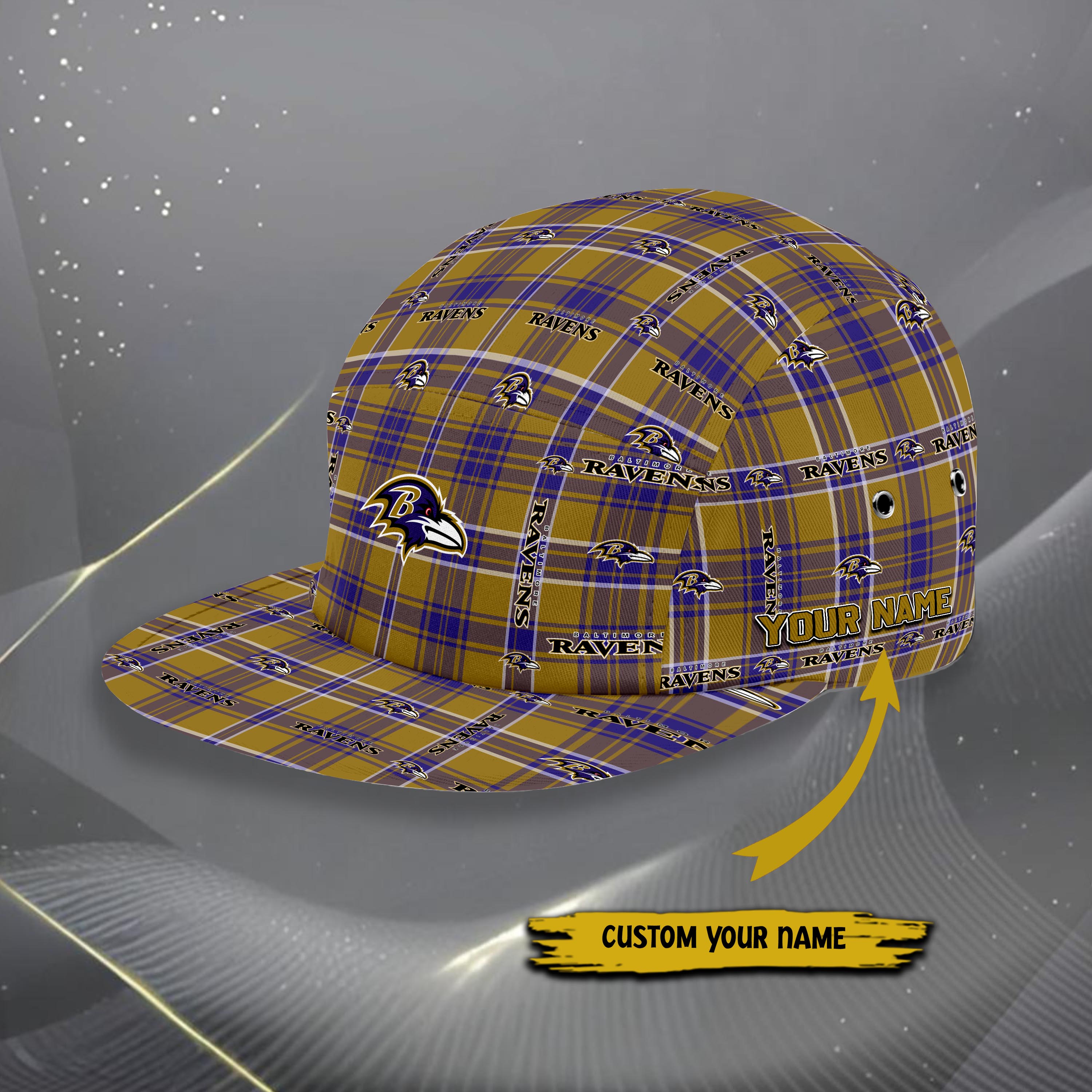 Alternative view of Baltimore Ravens Five Panel Cap Custom Your Name, Sport Five Panel Cap, Gifts For Fan EHIVM-06192605N