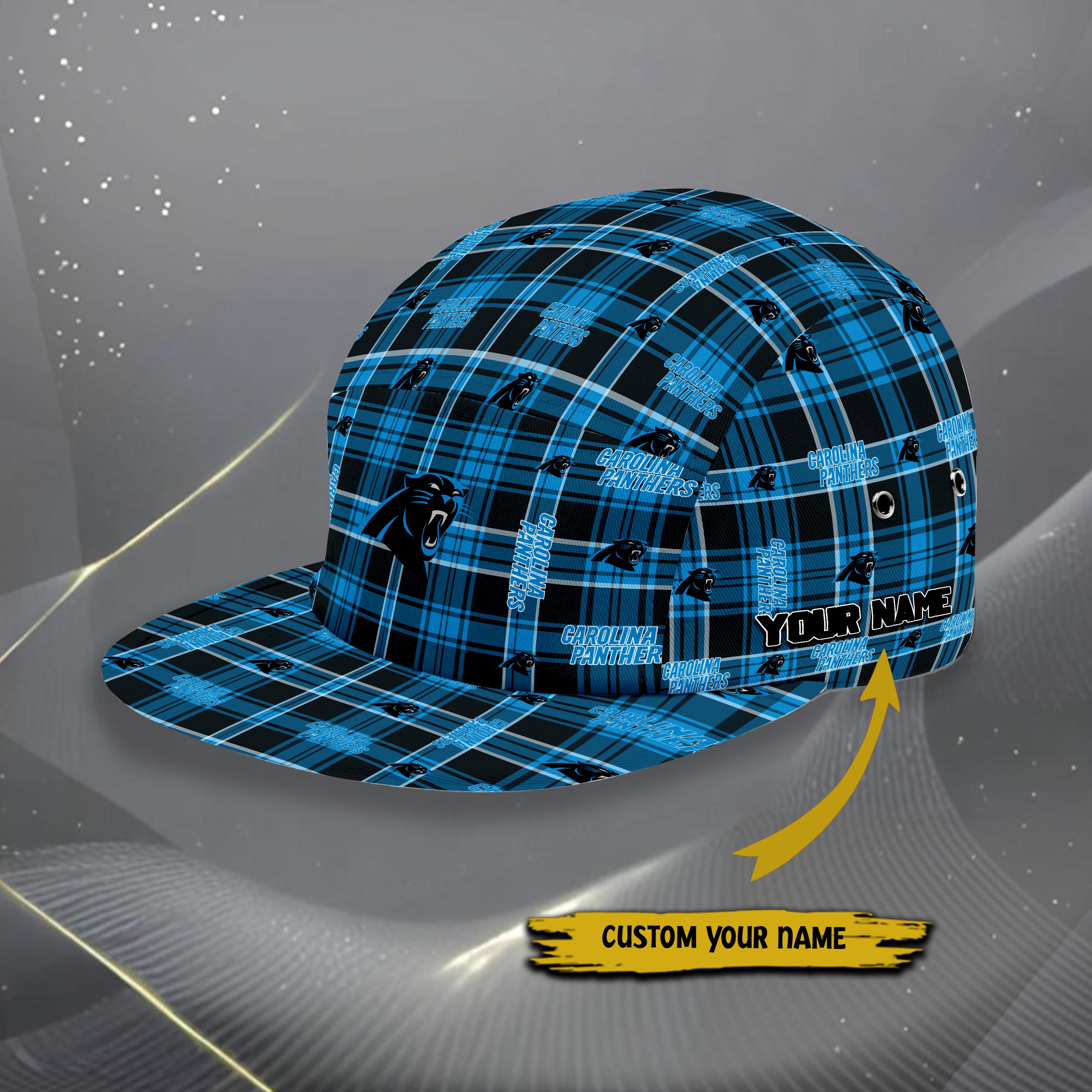 Alternative view of Carolina Panthers Five Panel Cap Custom Your Name, Sport Five Panel Cap, Gifts For Fan EHIVM-06192605N