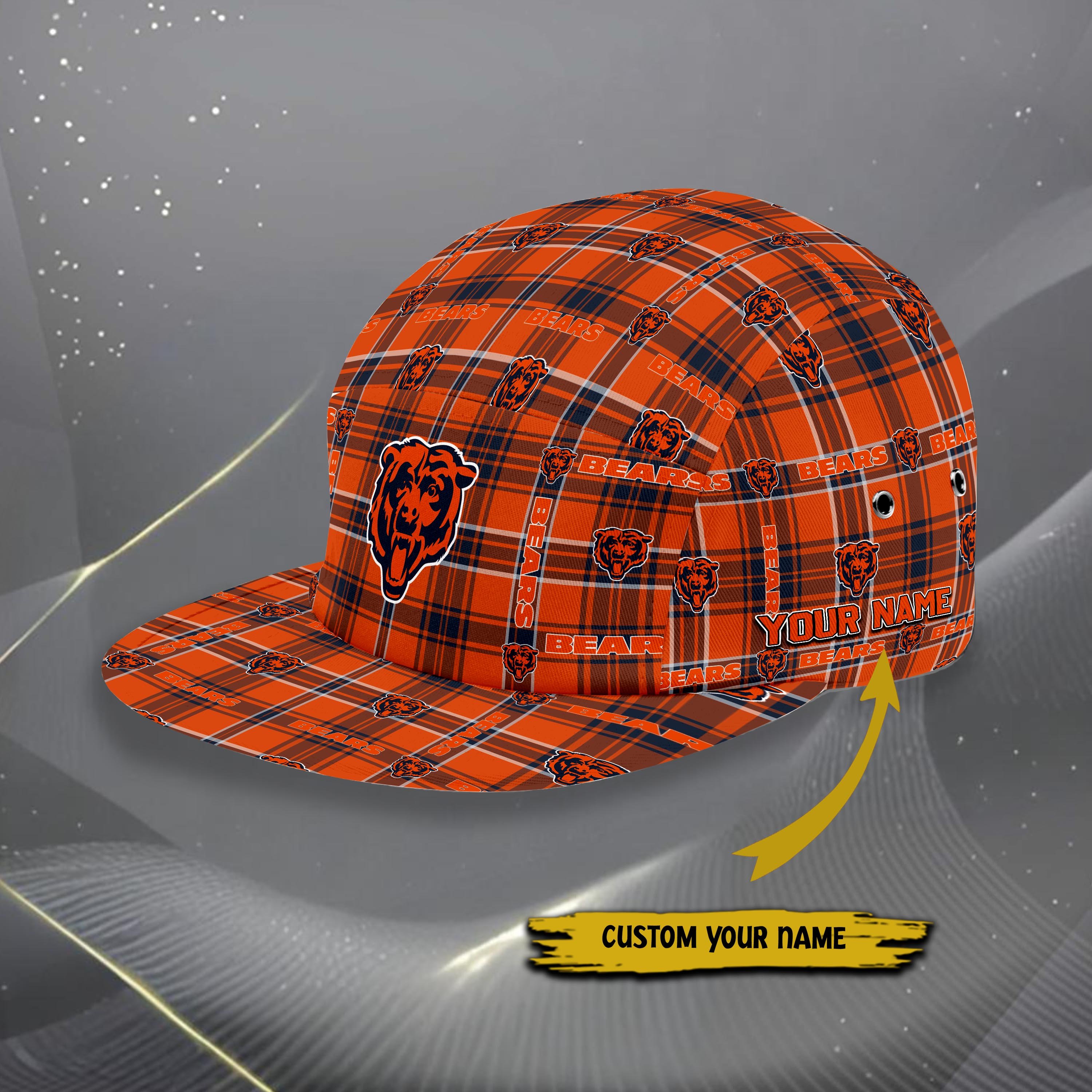 Alternative view of Chicago Bears Five Panel Cap Custom Your Name, Sport Five Panel Cap, Gifts For Fan EHIVM-06192605N