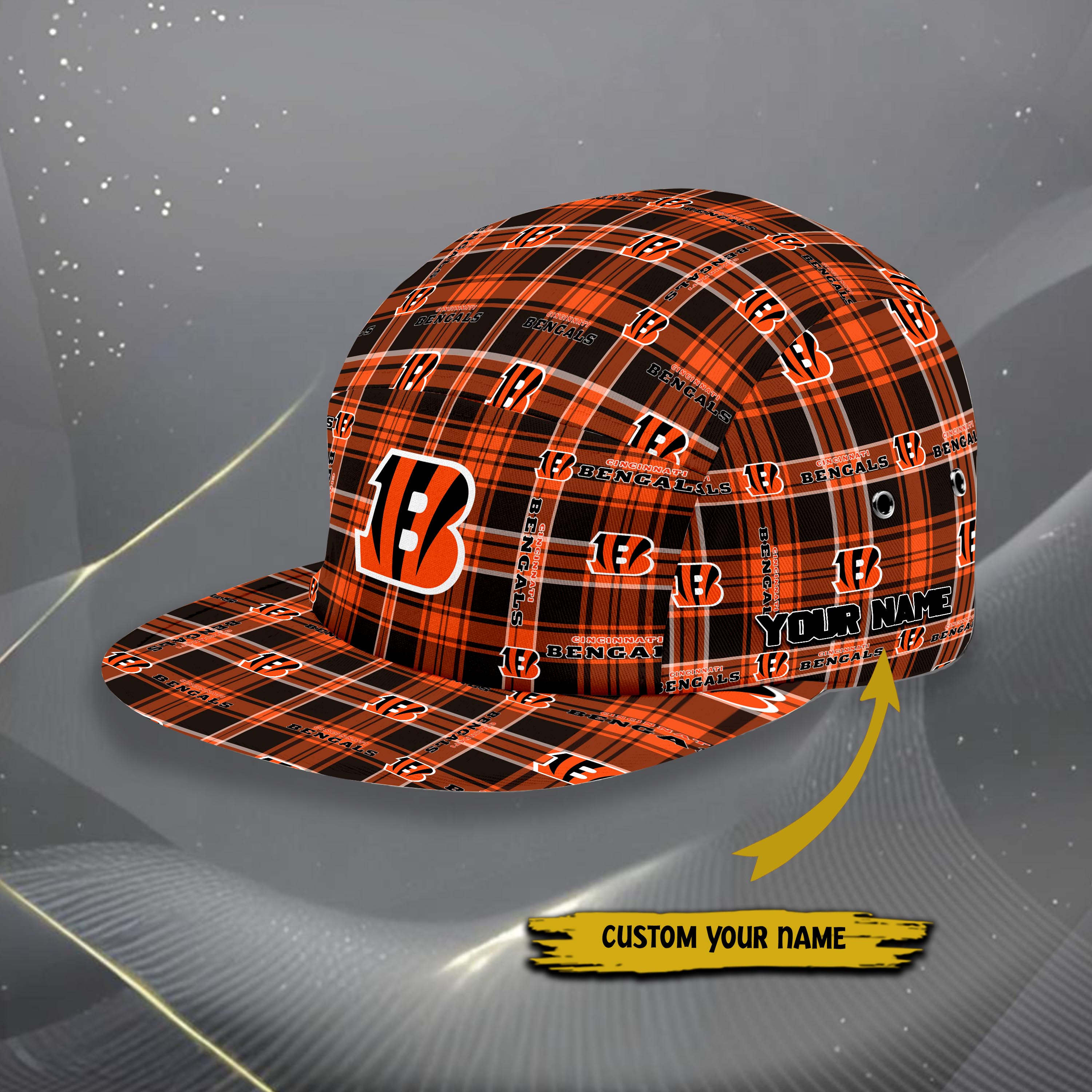 Alternative view of Cincinnati Bengals Five Panel Cap Custom Your Name, Sport Five Panel Cap, Gifts For Fan EHIVM-06192605N