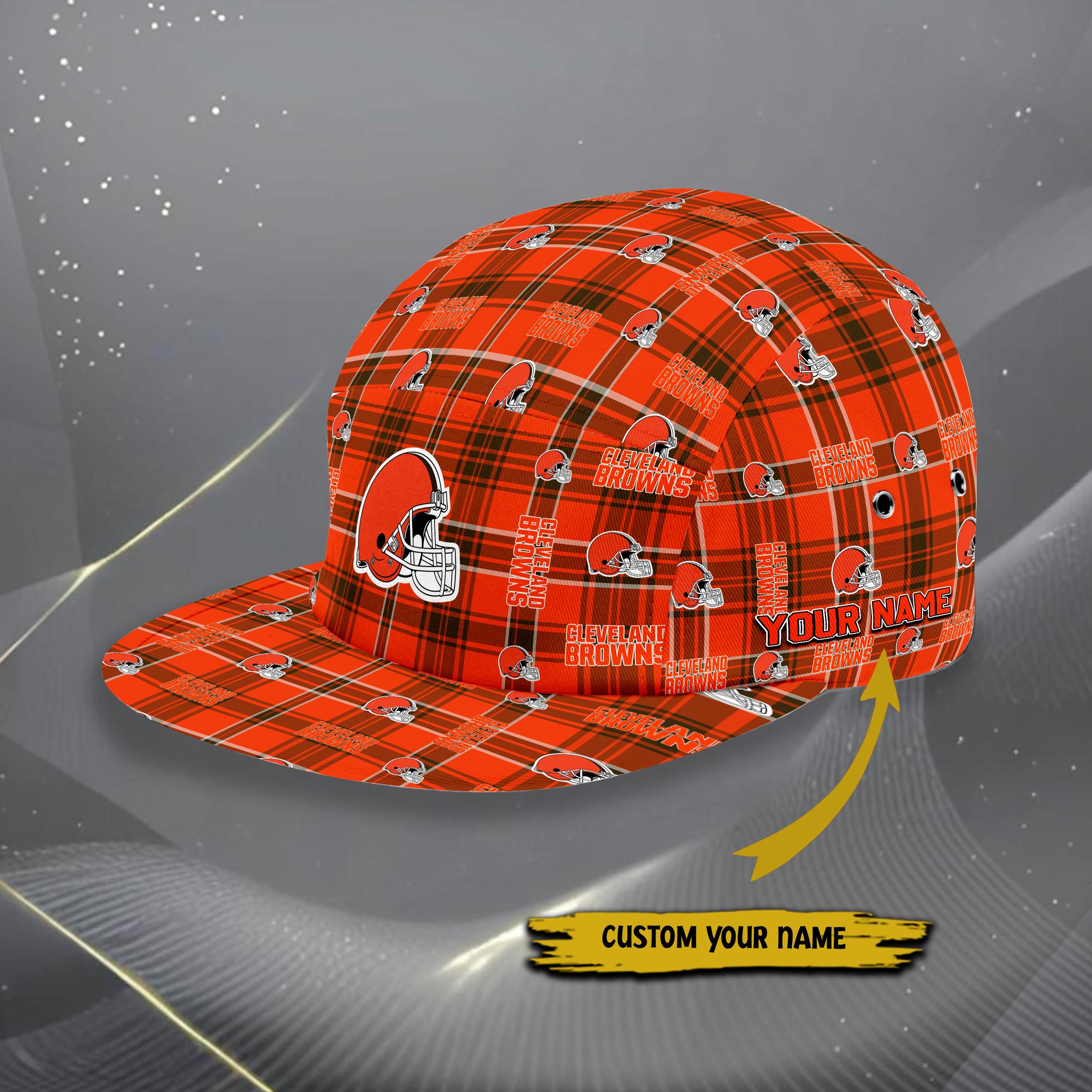 Alternative view of Cleveland Browns Five Panel Cap Custom Your Name, Sport Five Panel Cap, Gifts For Fan EHIVM-06192605N