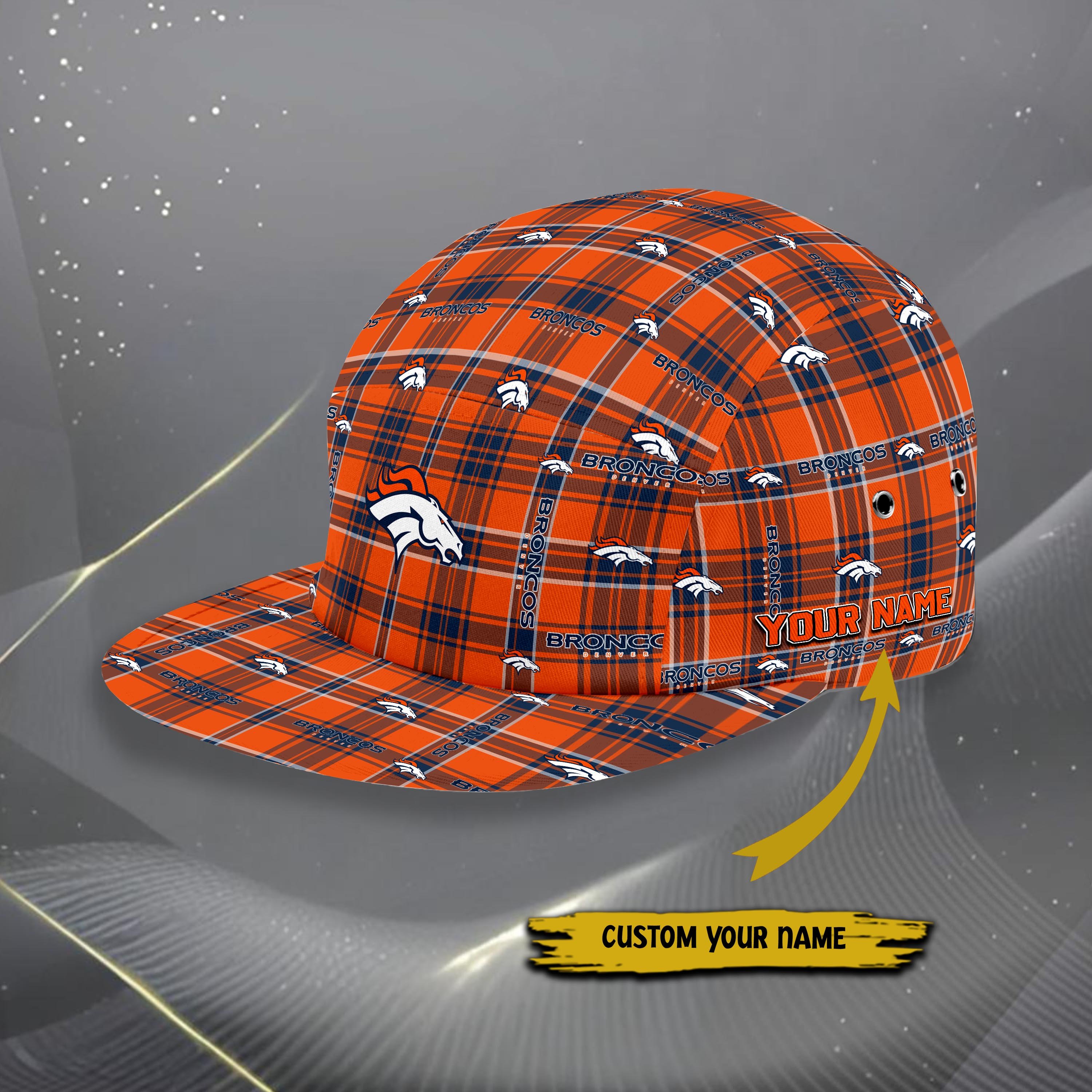 Alternative view of Denver Broncos Five Panel Cap Custom Your Name, Sport Five Panel Cap, Gifts For Fan EHIVM-06192605N