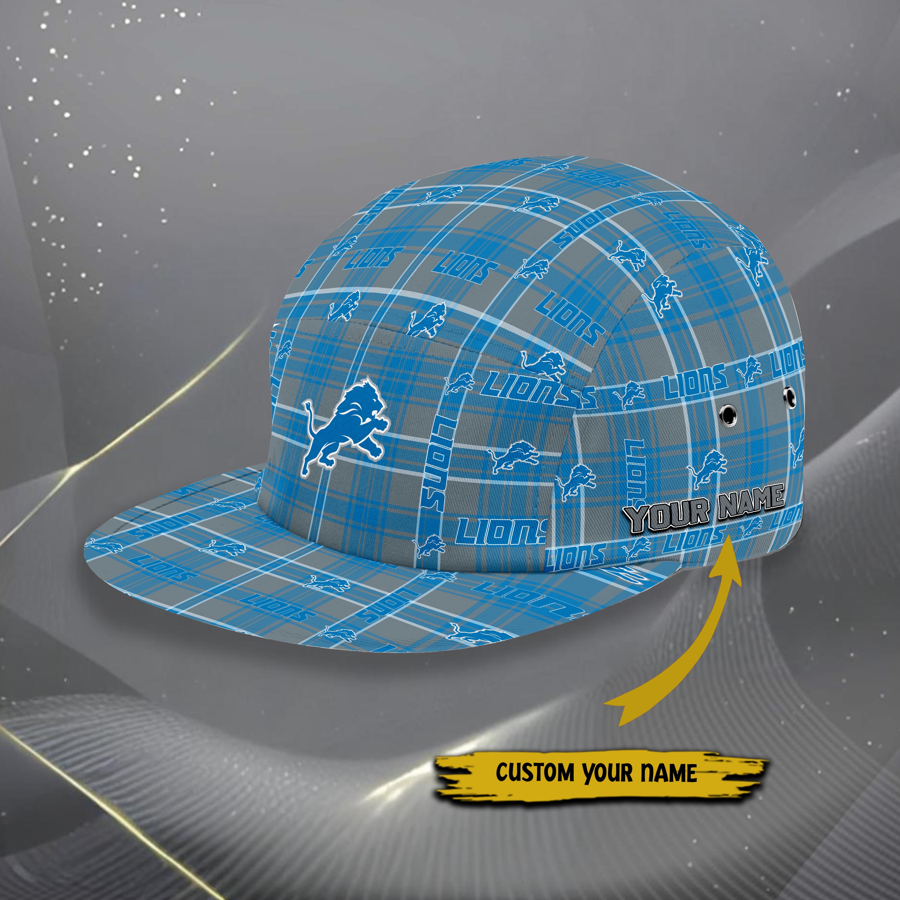 Alternative view of Detroit Lions Five Panel Cap Custom Your Name, Sport Five Panel Cap, Gifts For Fan EHIVM-06192605N