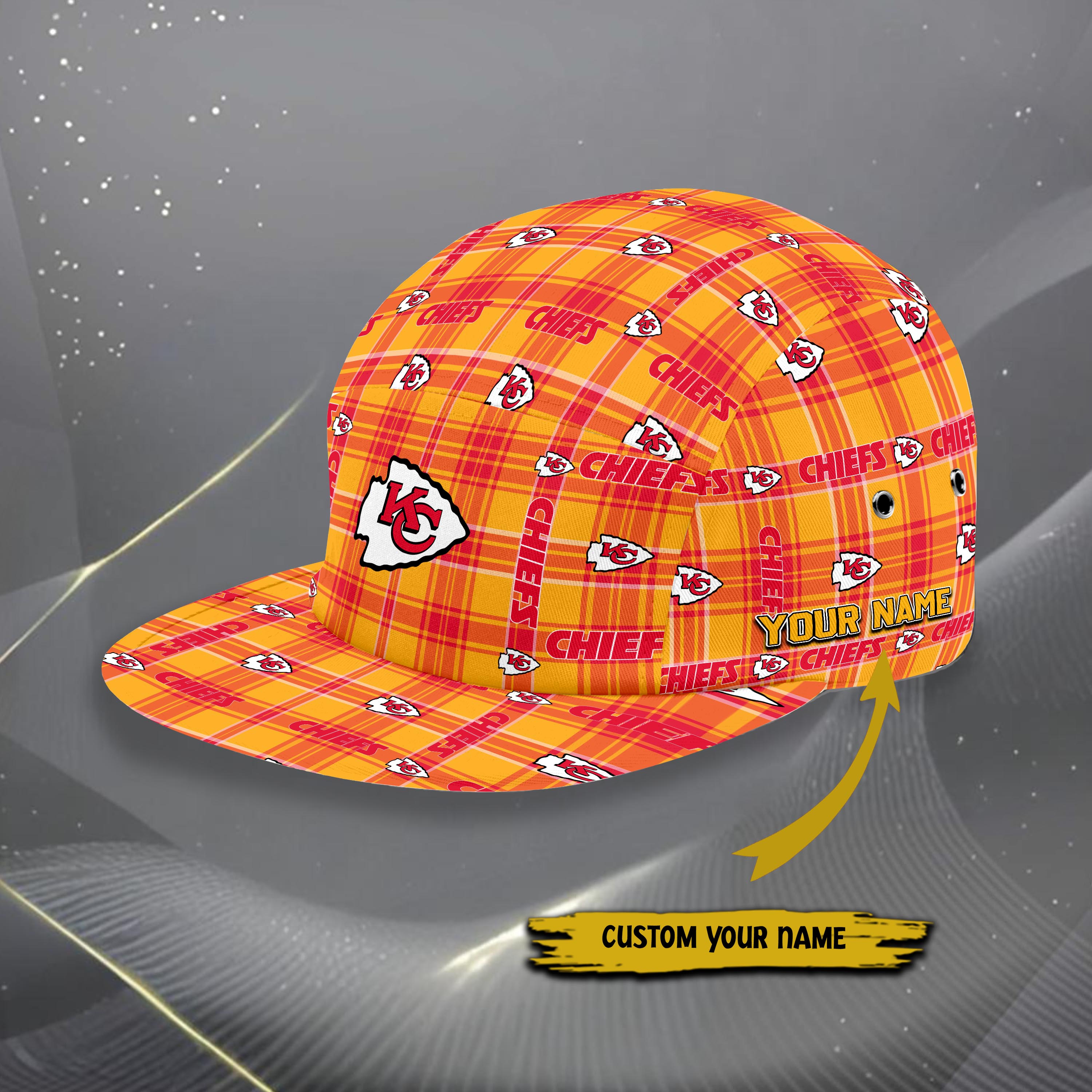 Alternative view of Kansas City Chiefs Five Panel Cap Custom Your Name, Sport Five Panel Cap, Gifts For Fan EHIVM-06192605N