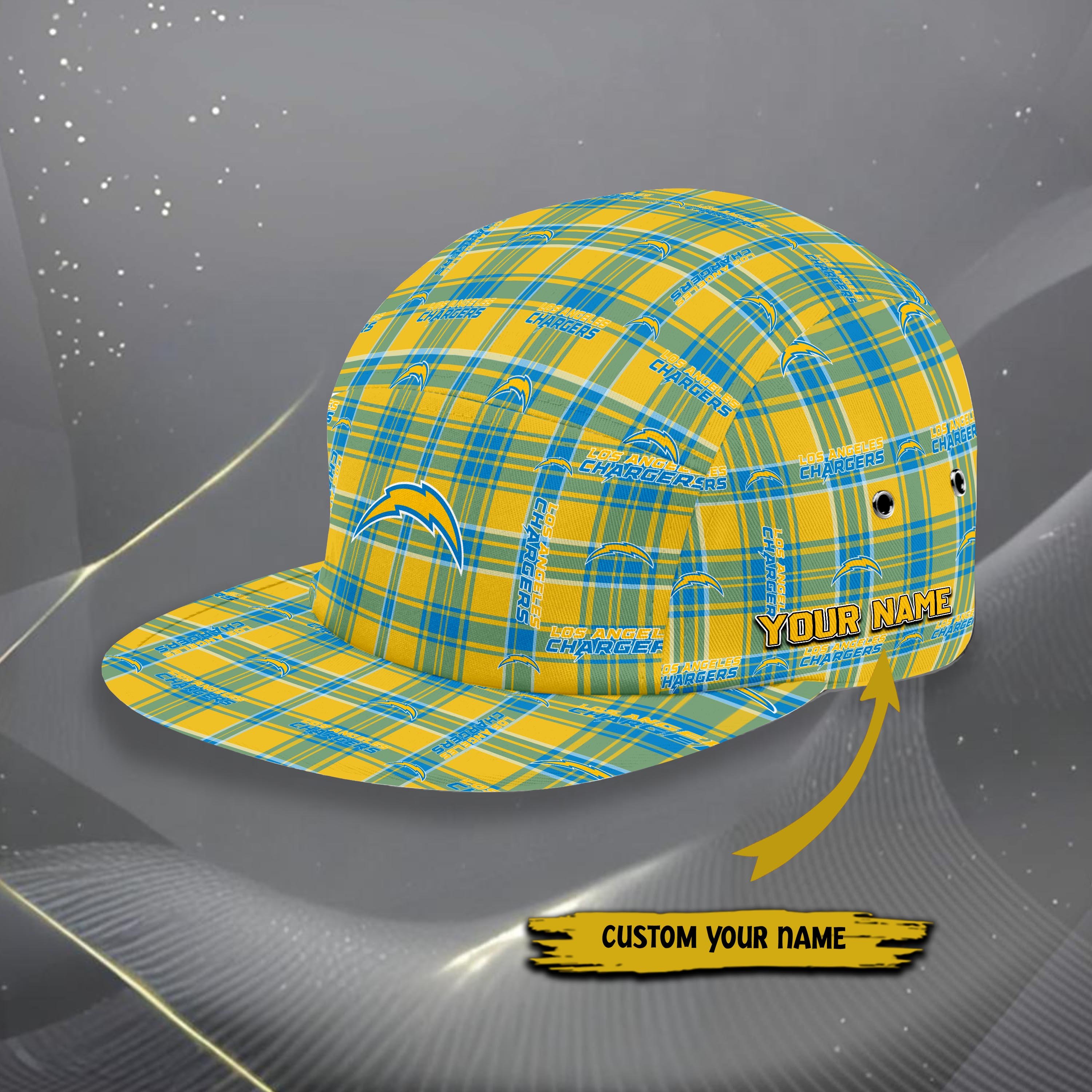 Alternative view of Los Angeles Chargers Five Panel Cap Custom Your Name, Sport Five Panel Cap, Gifts For Fan EHIVM-06192605N