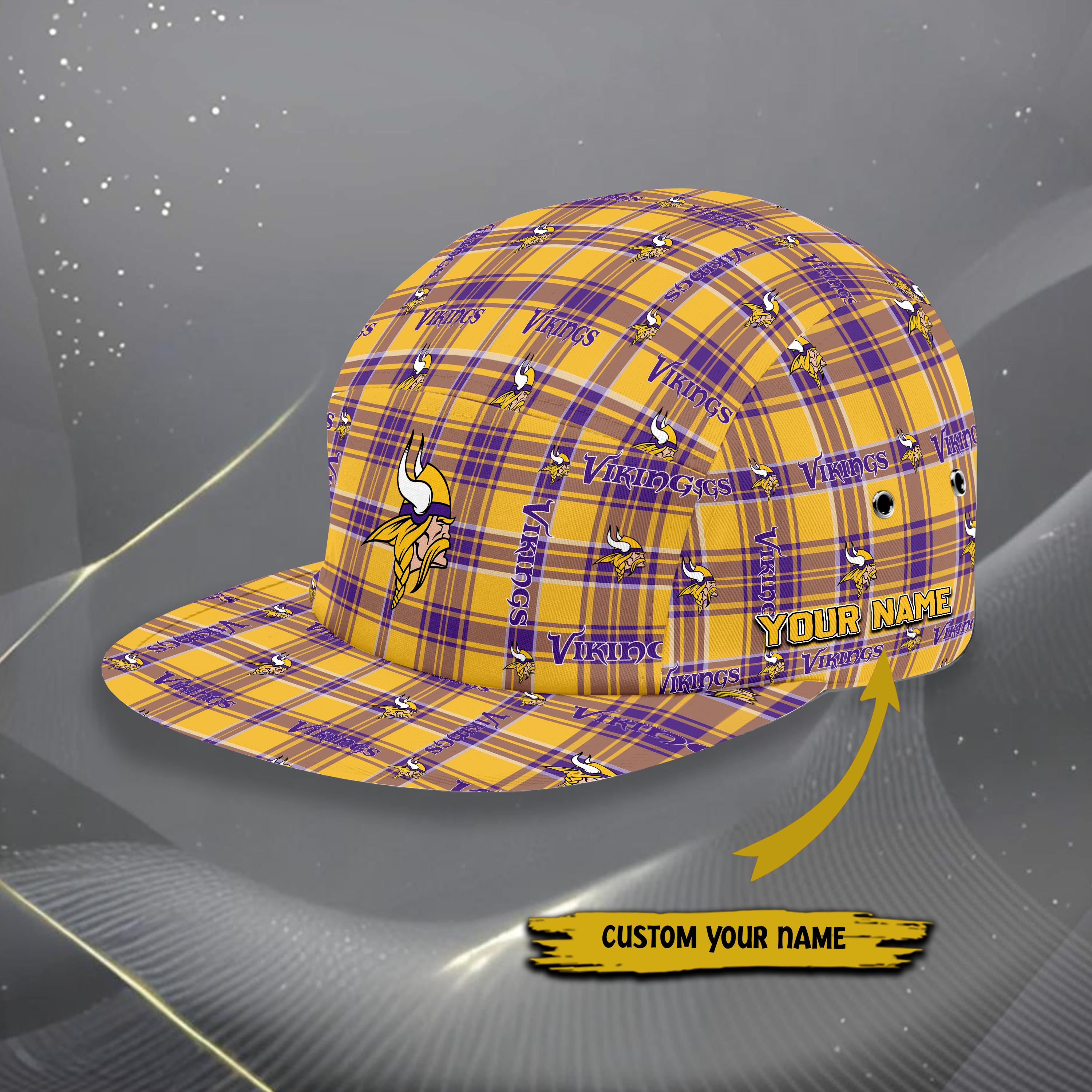 Alternative view of Minnesota Vikings Five Panel Cap Custom Your Name, Sport Five Panel Cap, Gifts For Fan EHIVM-06192605N