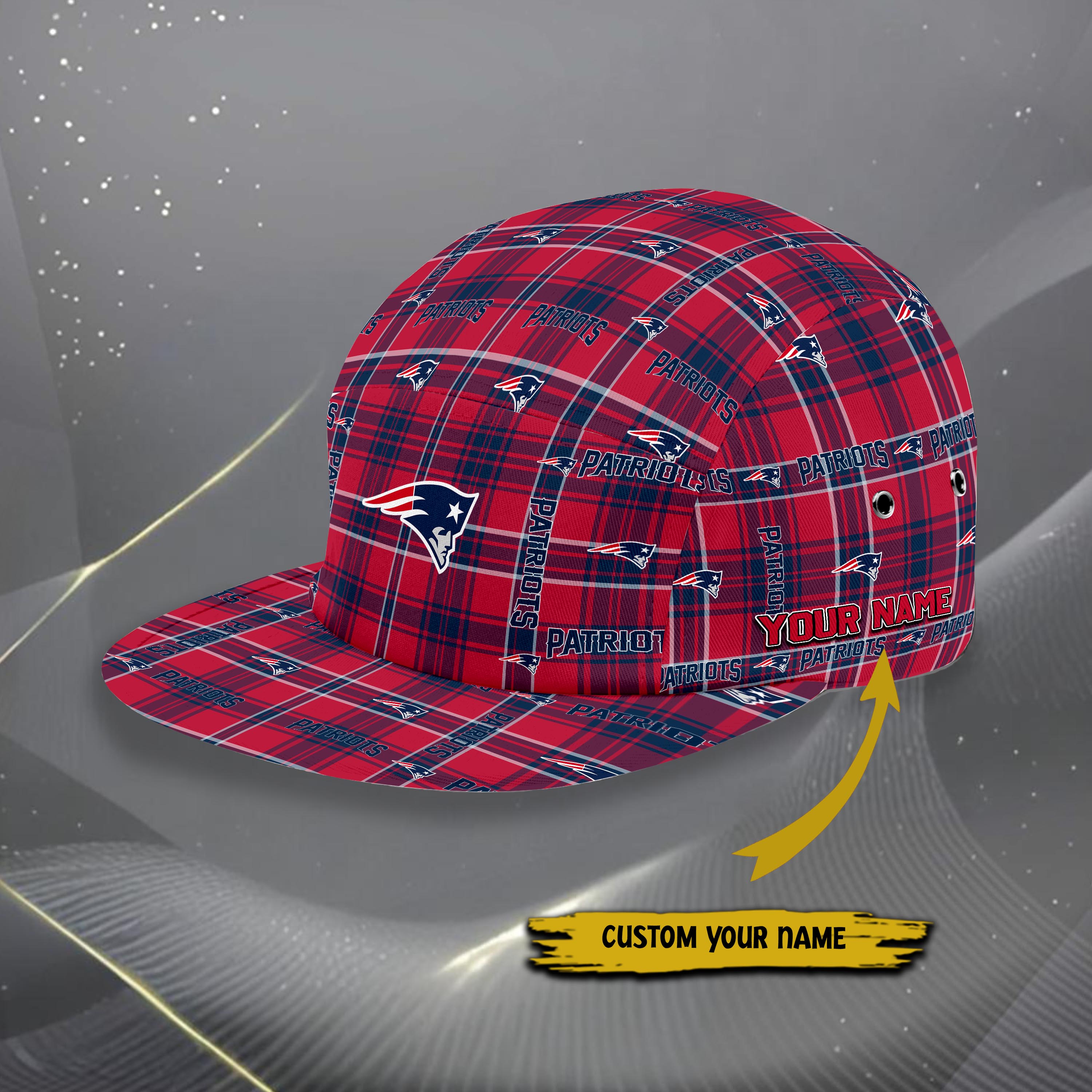Alternative view of New England Patriots Five Panel Cap Custom Your Name, Sport Five Panel Cap, Gifts For Fan EHIVM-06192605N