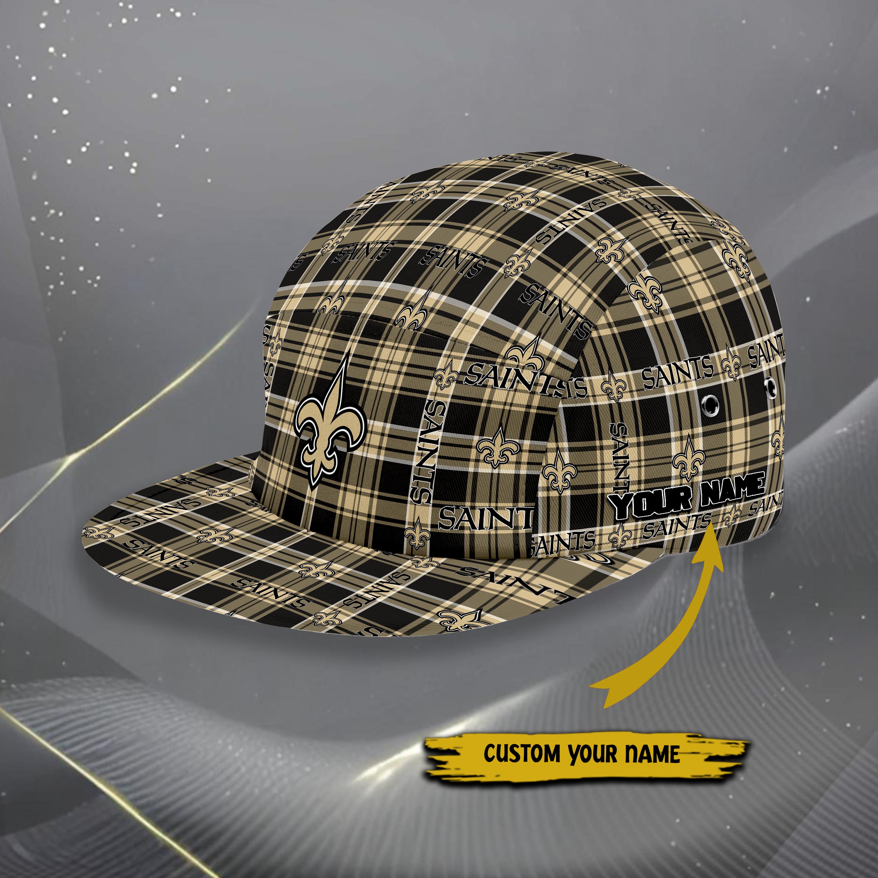 Alternative view of New Orleans Saints Five Panel Cap Custom Your Name, Sport Five Panel Cap, Gifts For Fan EHIVM-06192605N
