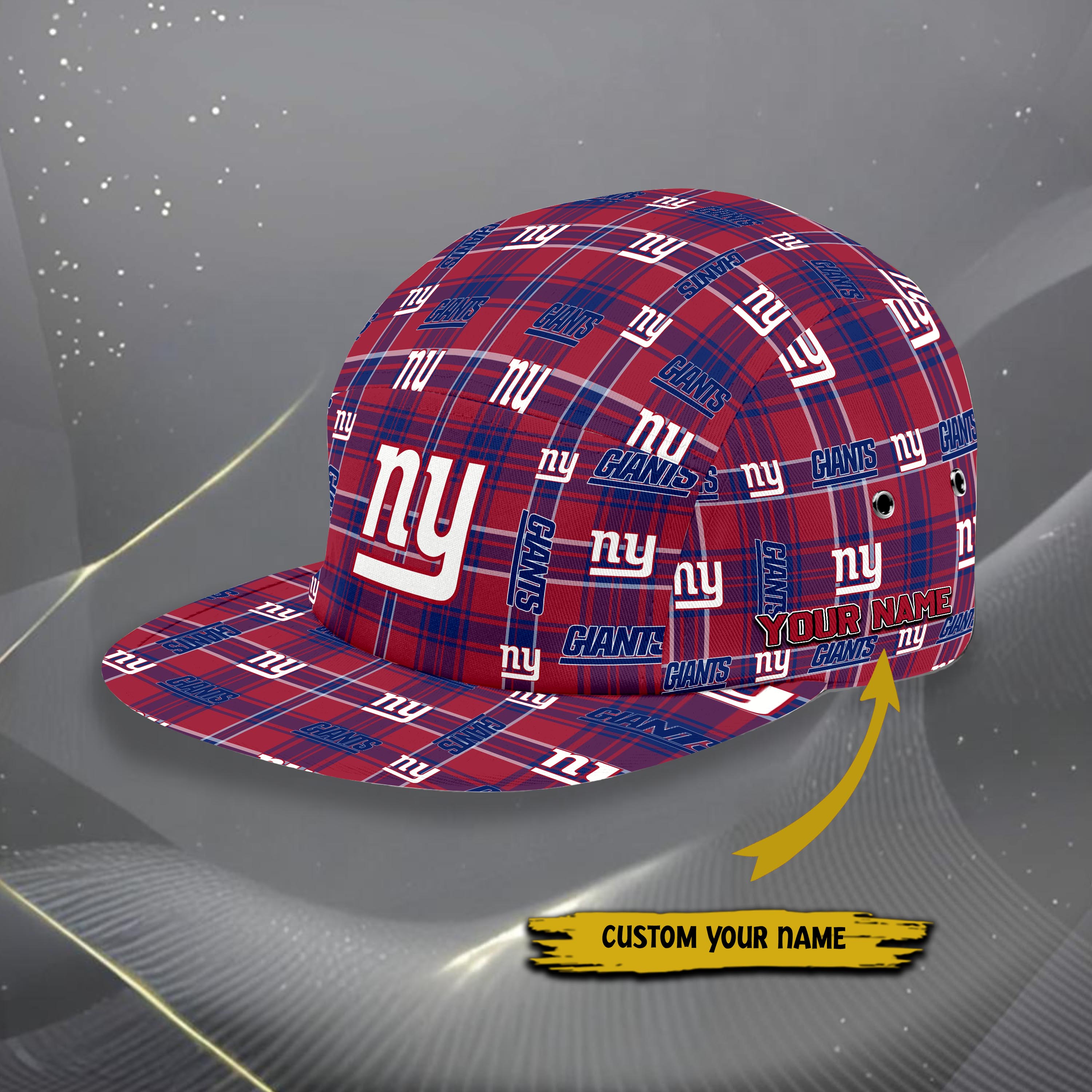 Alternative view of New York Giants Five Panel Cap Custom Your Name, Sport Five Panel Cap, Gifts For Fan EHIVM-06192605N