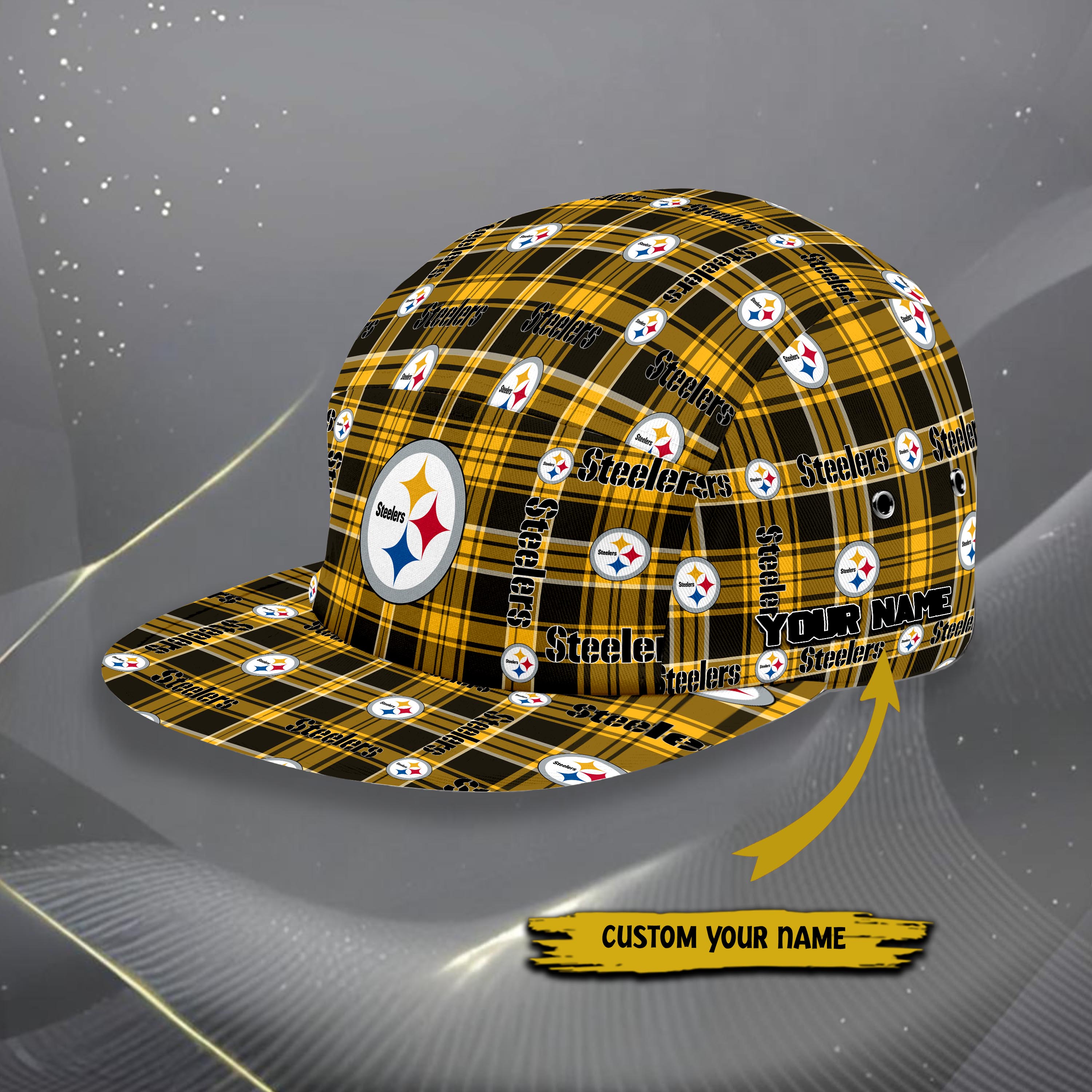 Alternative view of Pittsburgh Steelers Five Panel Cap Custom Your Name, Sport Five Panel Cap, Gifts For Fan EHIVM-06192605N