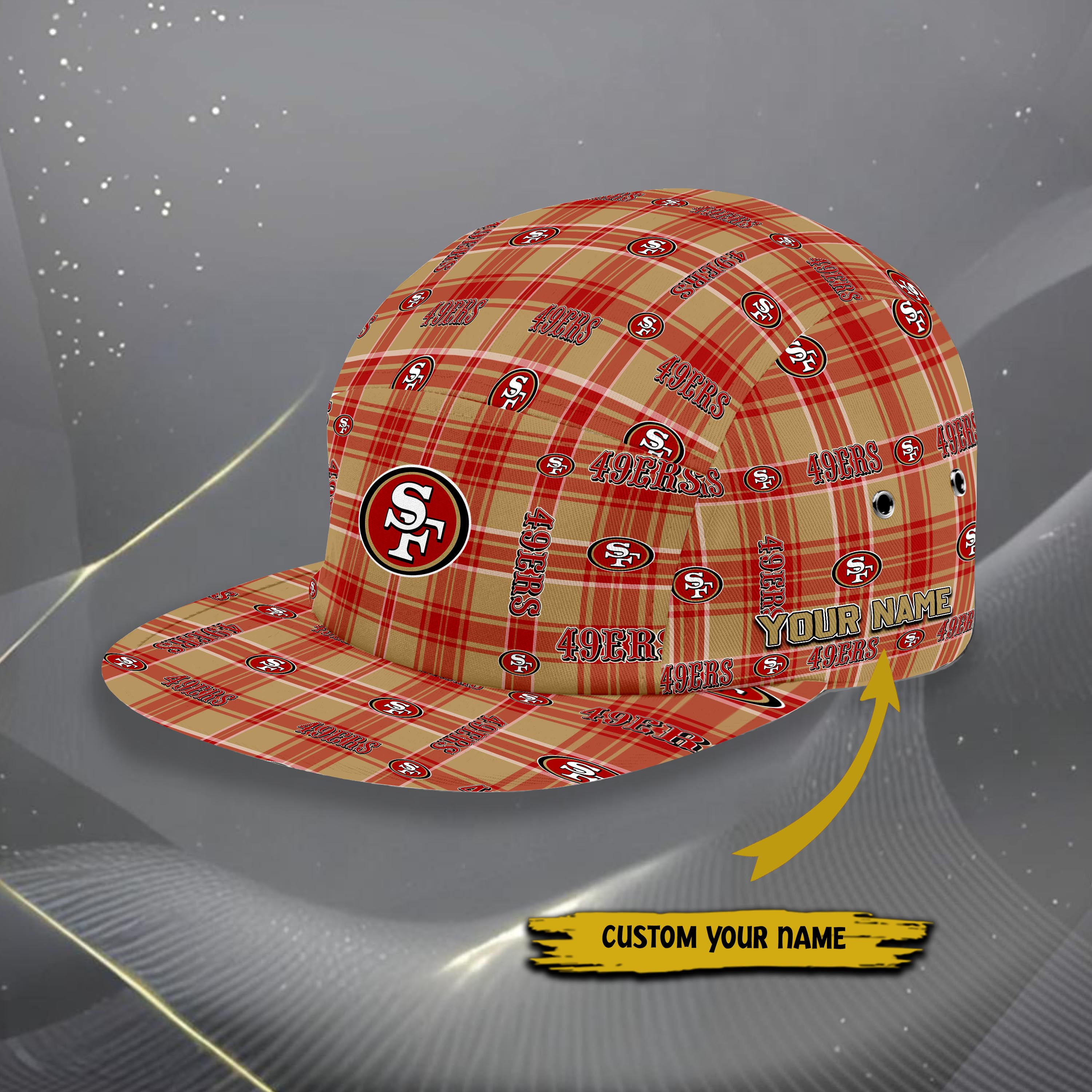 Alternative view of San Francisco 49ers Five Panel Cap Custom Your Name, Sport Five Panel Cap, Gifts For Fan EHIVM-06192605N