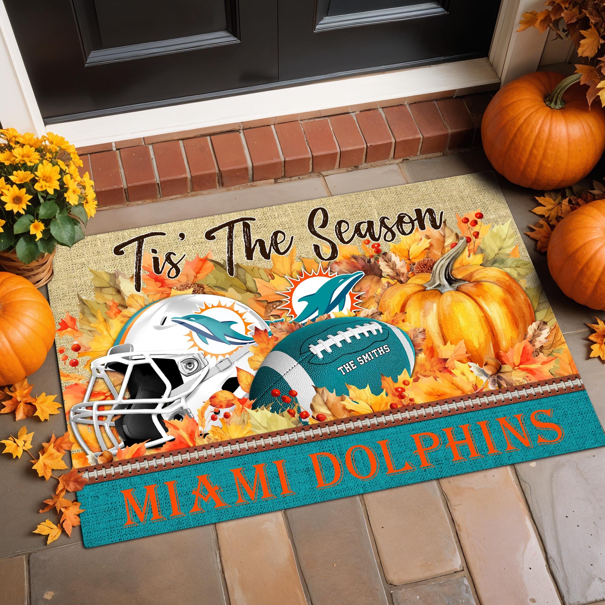 Miami Dolphins Doormat Custom Your Family Name And Choose Your Quotes, Sport Doormat, Sport Gifts For Fan EHIVM-07022666N