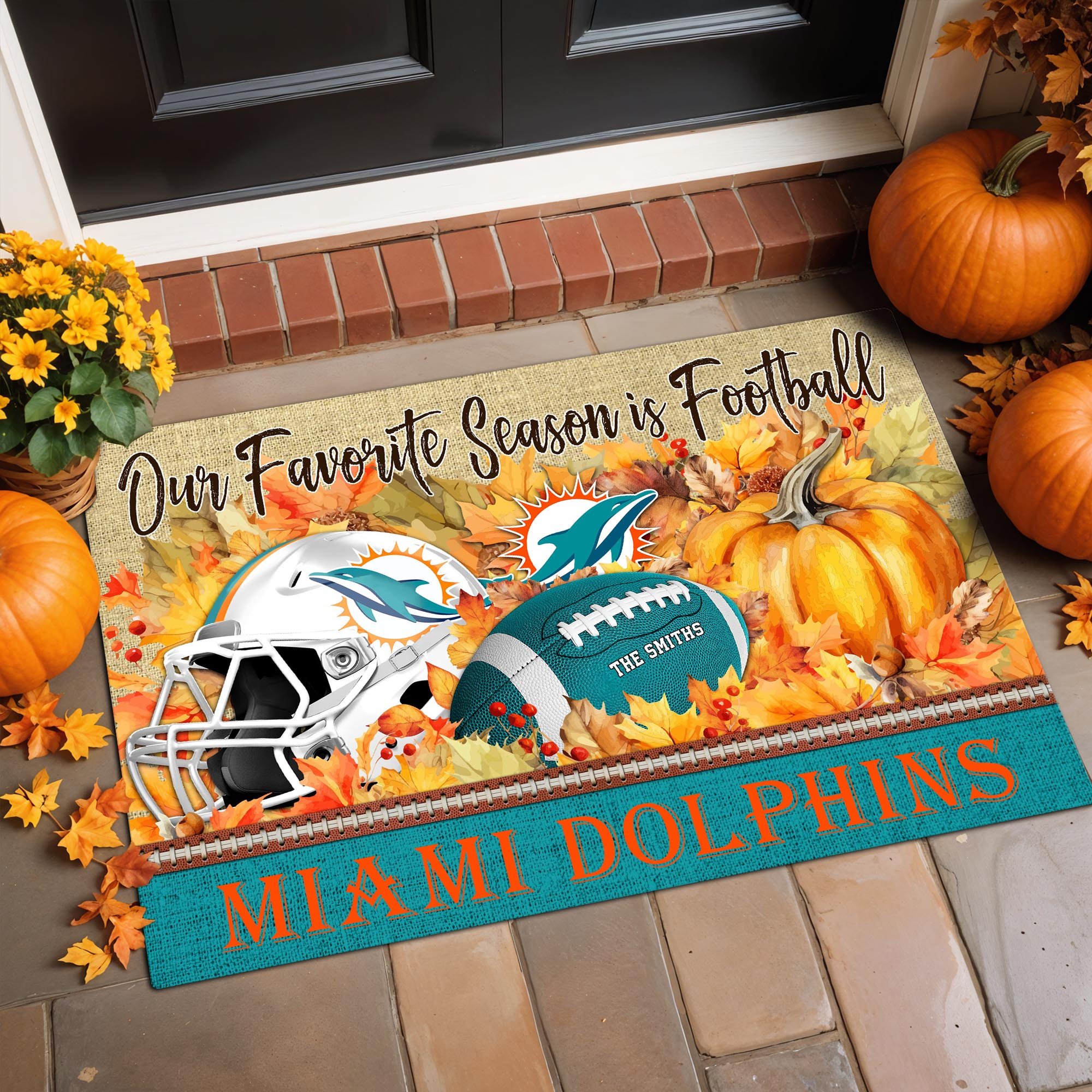 Alternative view of Miami Dolphins Doormat Custom Your Family Name And Choose Your Quotes, Sport Doormat, Sport Gifts For Fan EHIVM-07022666N
