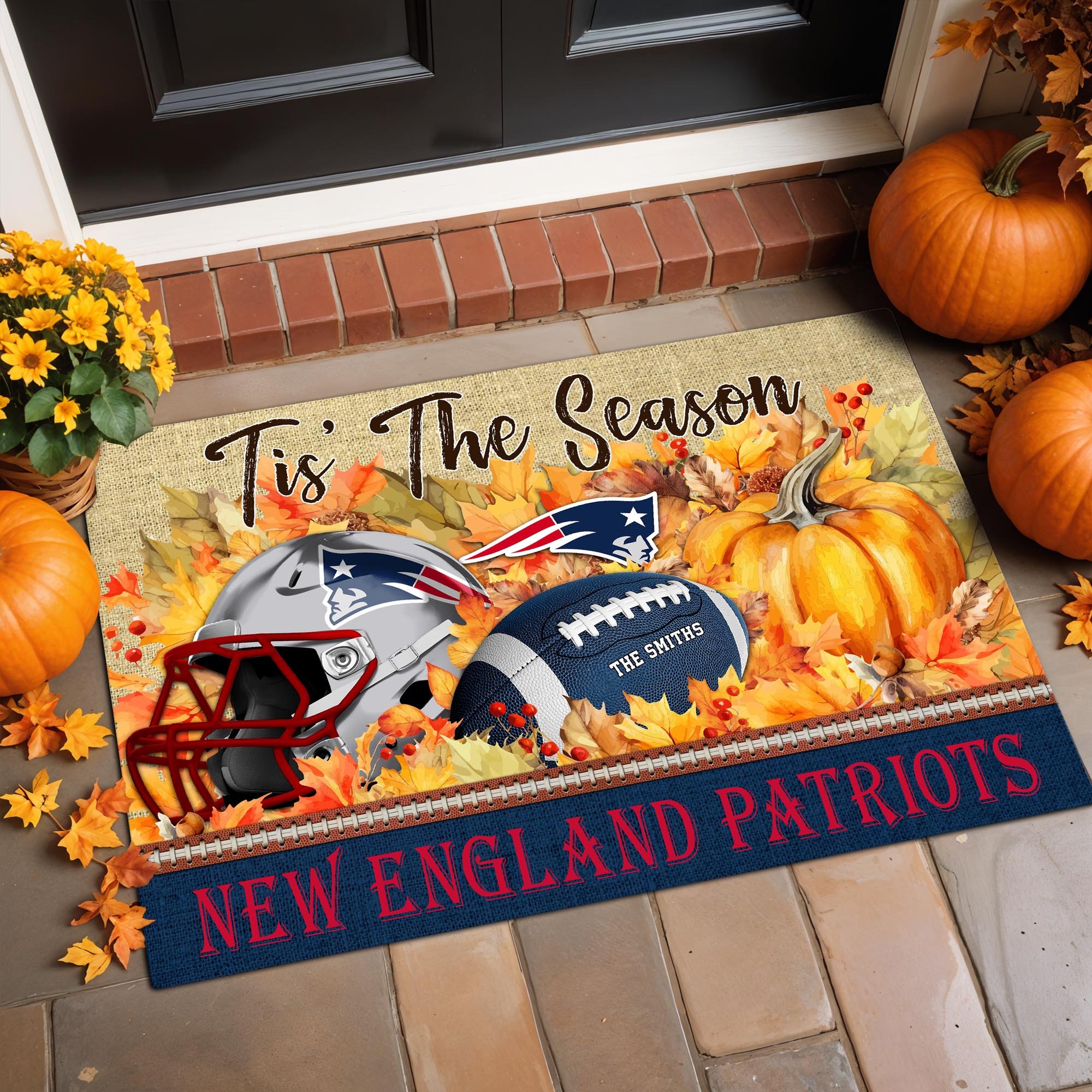 New England Patriots Doormat Custom Your Family Name And Choose Your Quotes, Sport Doormat, Sport Gifts For Fan EHIVM-07022666N