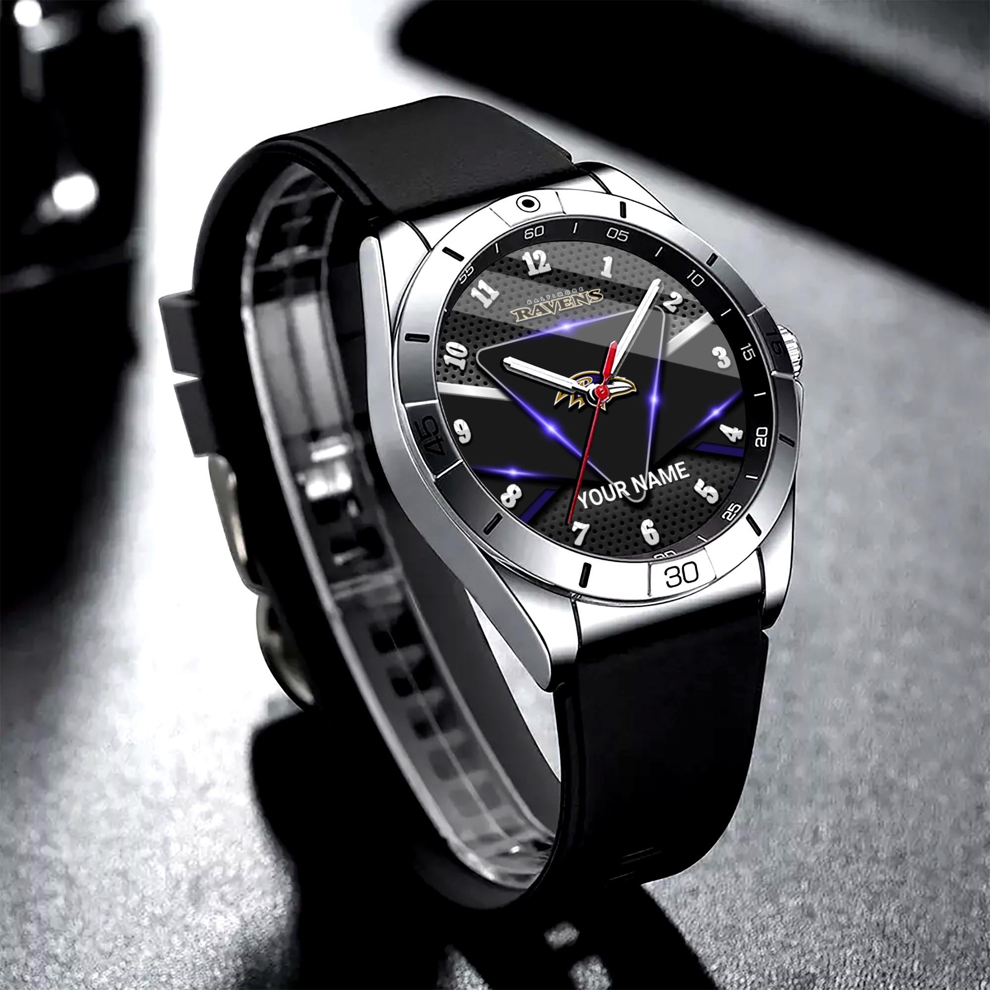Baltimore Ravens Stainless Steel Quartz Watch Custom Your Name Versions 2025, Gifts For Fan EHIVM-07162797N