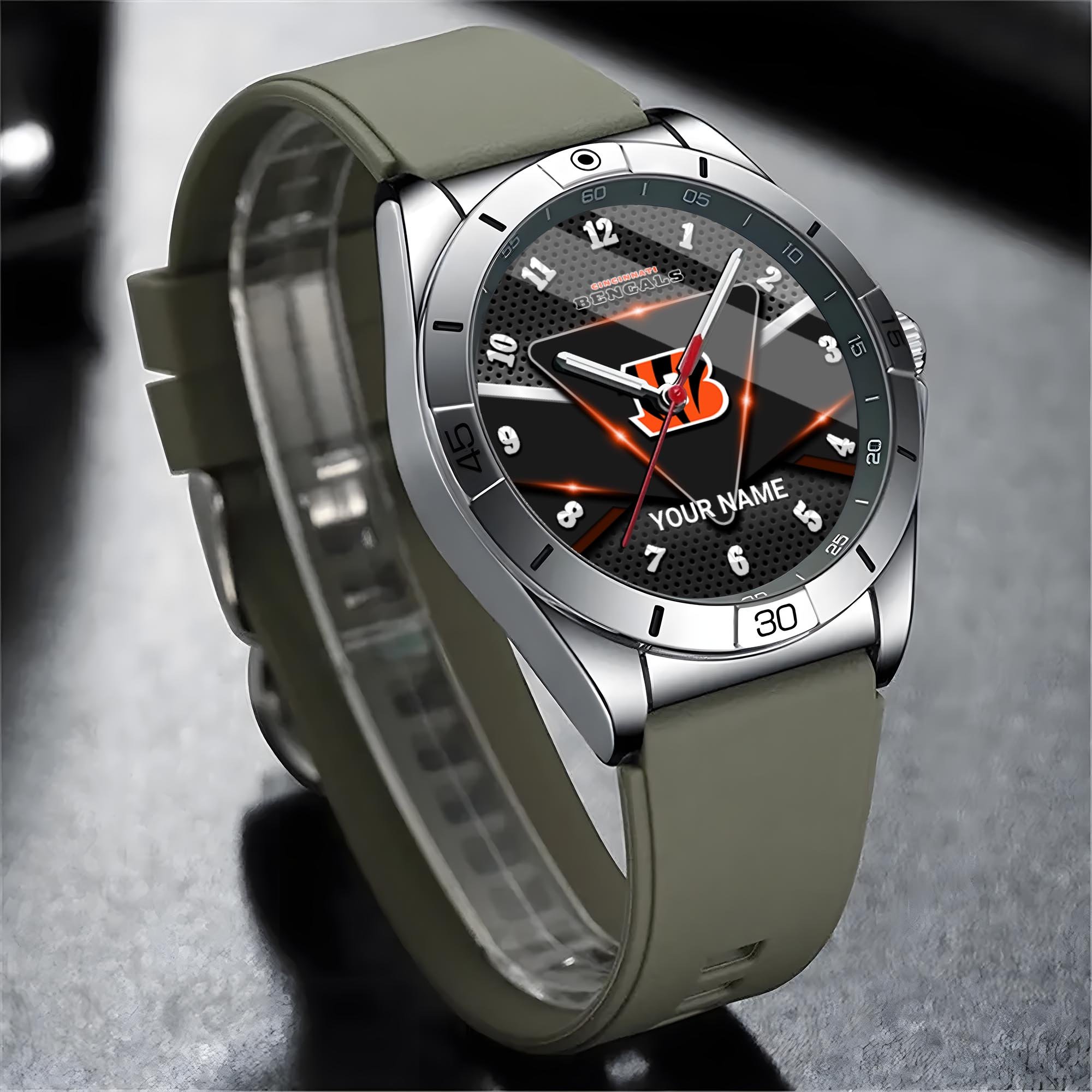 Alternative view of Cincinnati Bengals Stainless Steel Quartz Watch Custom Your Name Versions 2025, Gifts For Fan EHIVM-07162797N