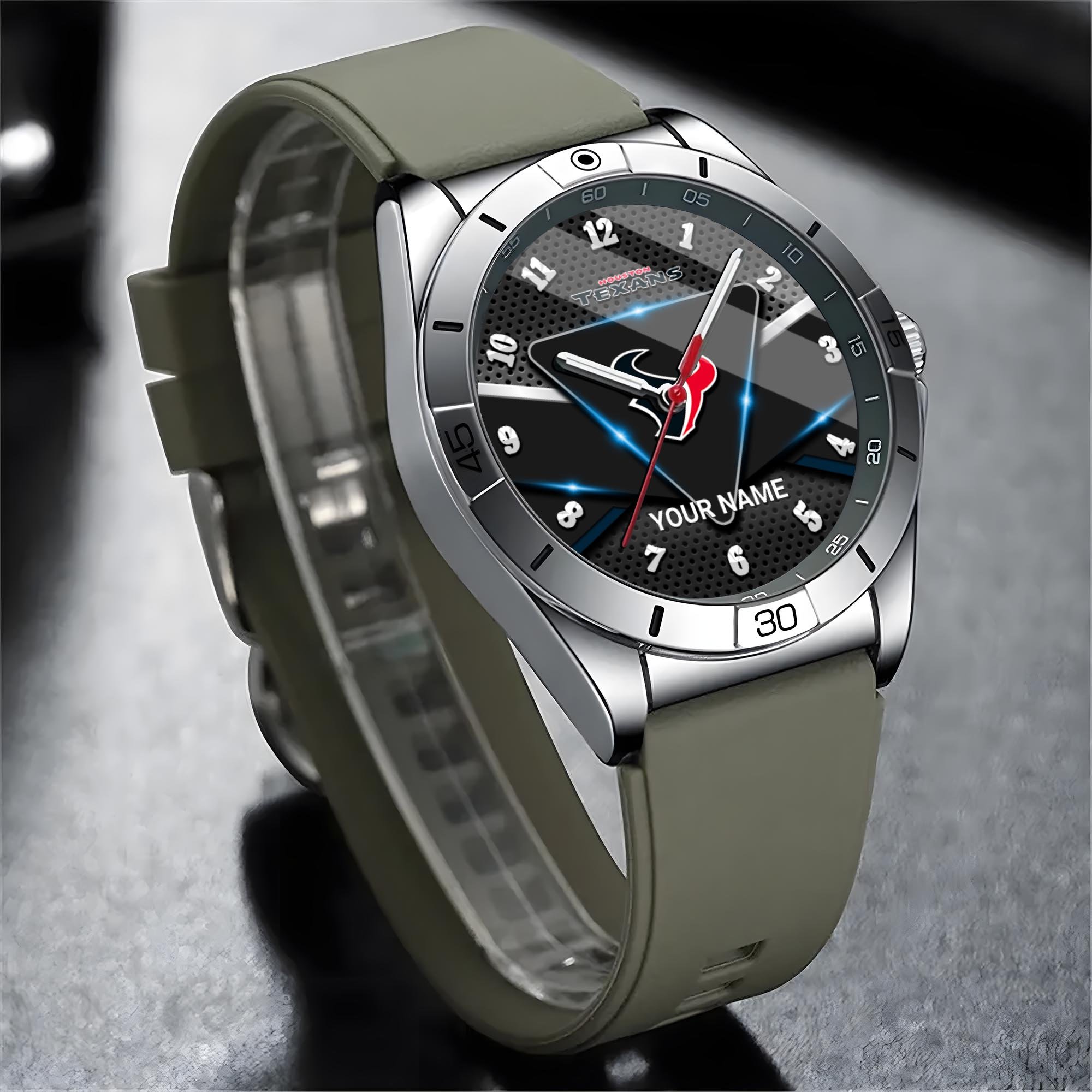 Alternative view of Houston Texans Stainless Steel Quartz Watch Custom Your Name Versions 2025, Gifts For Fan EHIVM-07162797N