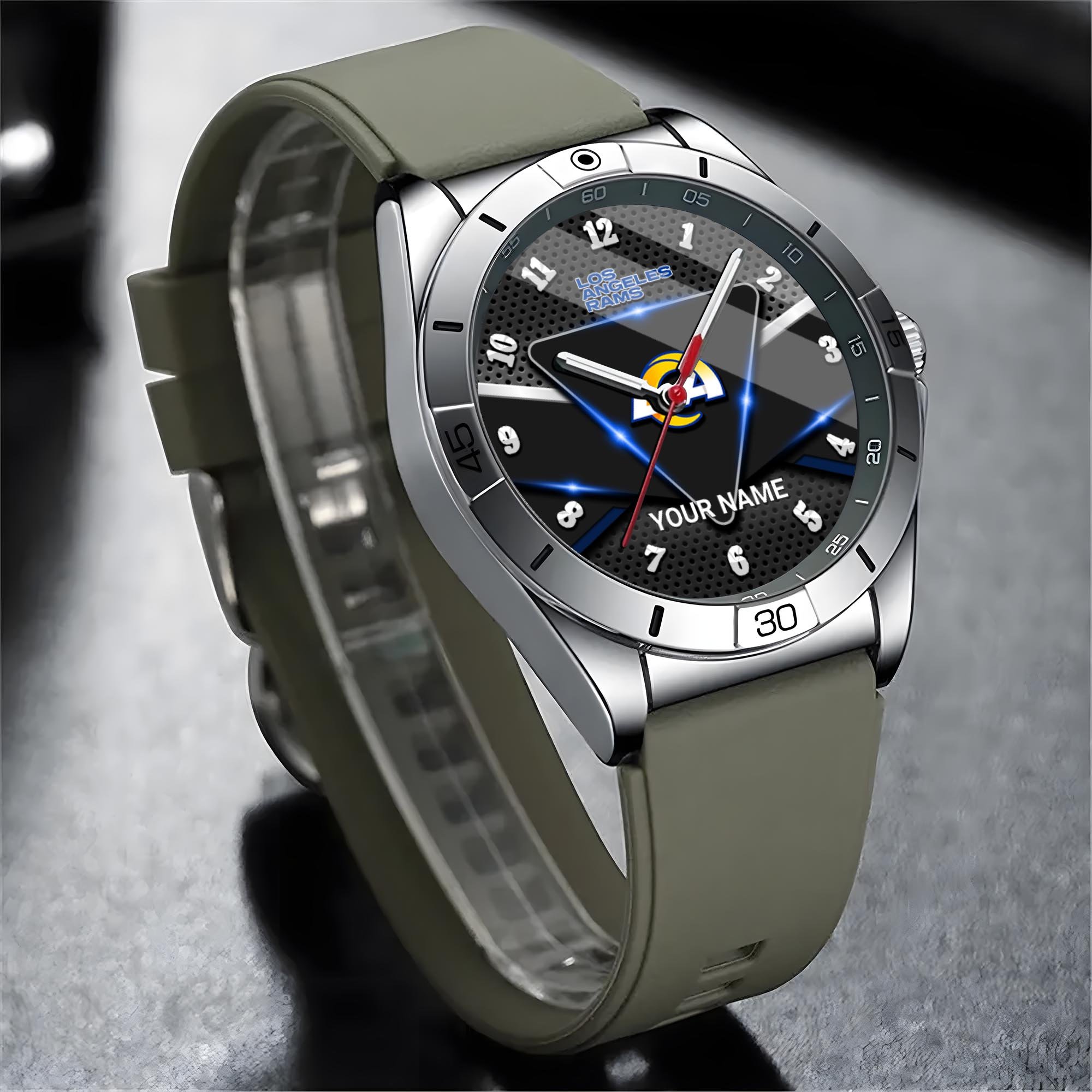 Alternative view of Los Angeles Rams Stainless Steel Quartz Watch Custom Your Name Versions 2025, Gifts For Fan EHIVM-07162797N