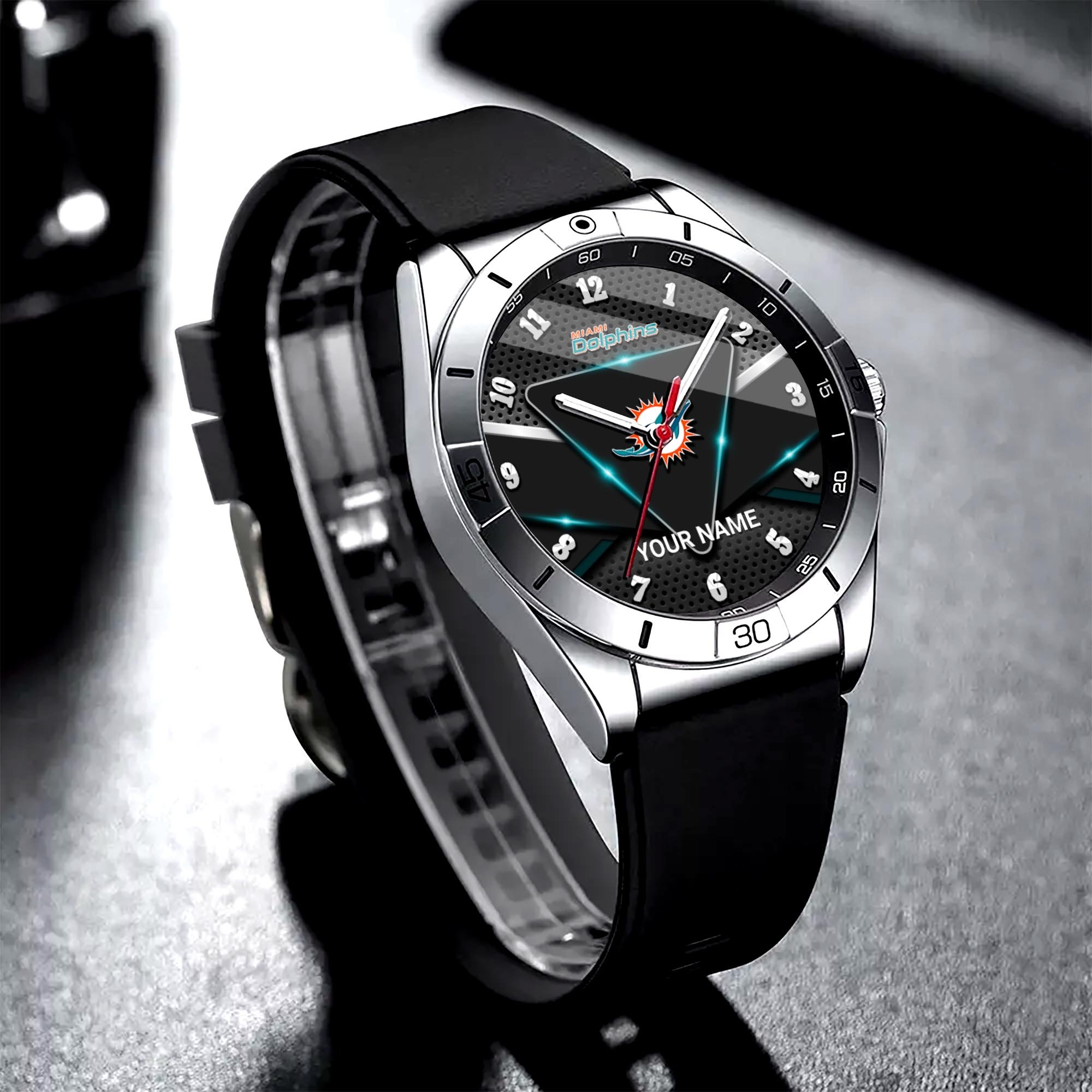 Miami Dolphins Stainless Steel Quartz Watch Custom Your Name Versions 2025, Gifts For Fan EHIVM-07162797N