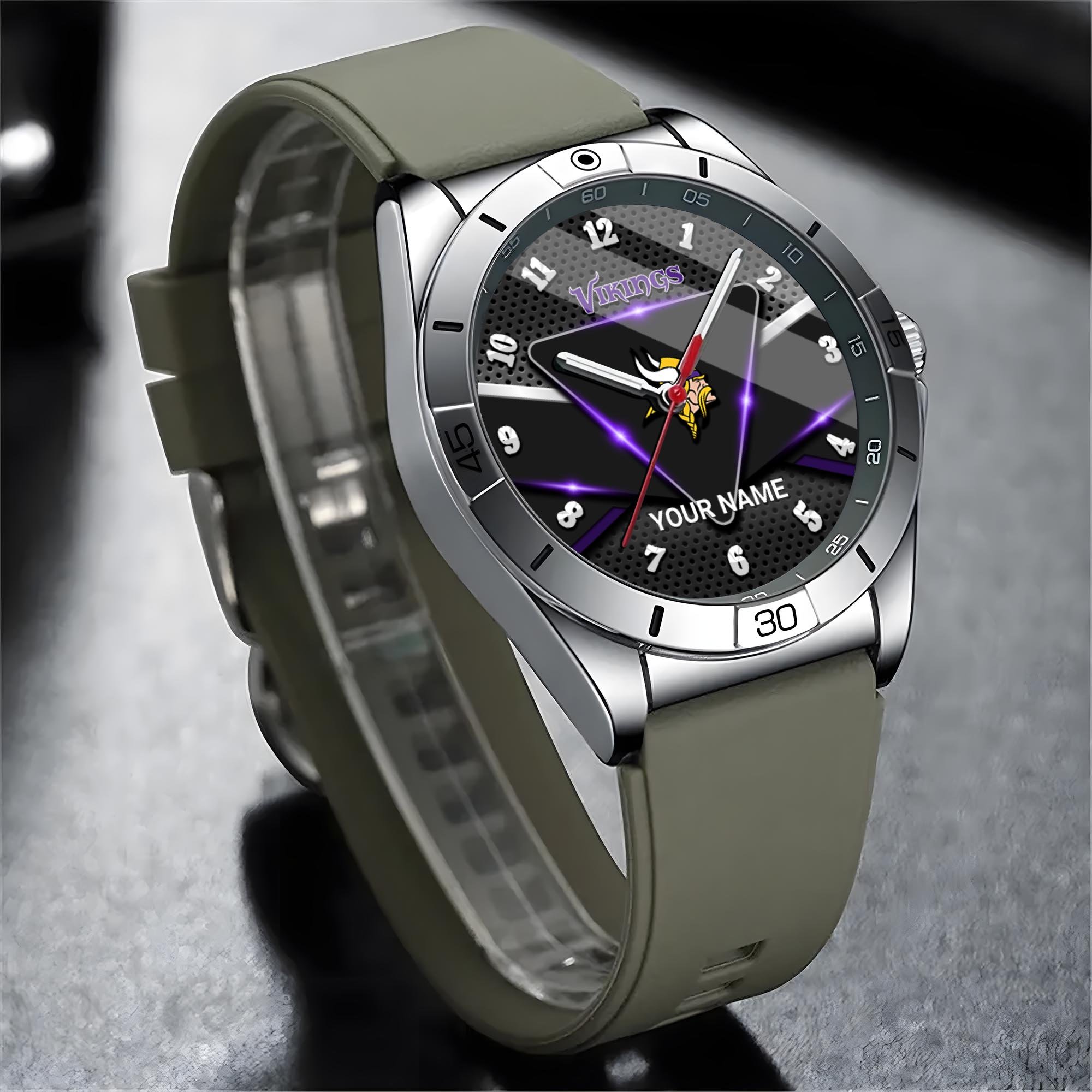 Alternative view of Minnesota Vikings Stainless Steel Quartz Watch Custom Your Name Versions 2025, Gifts For Fan EHIVM-07162797N
