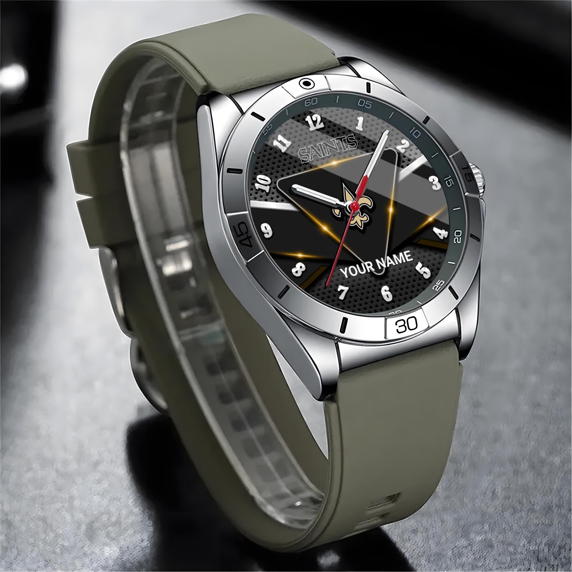 Alternative view of New Orleans Saints Stainless Steel Quartz Watch Custom Your Name Versions 2025, Gifts For Fan EHIVM-07162797N